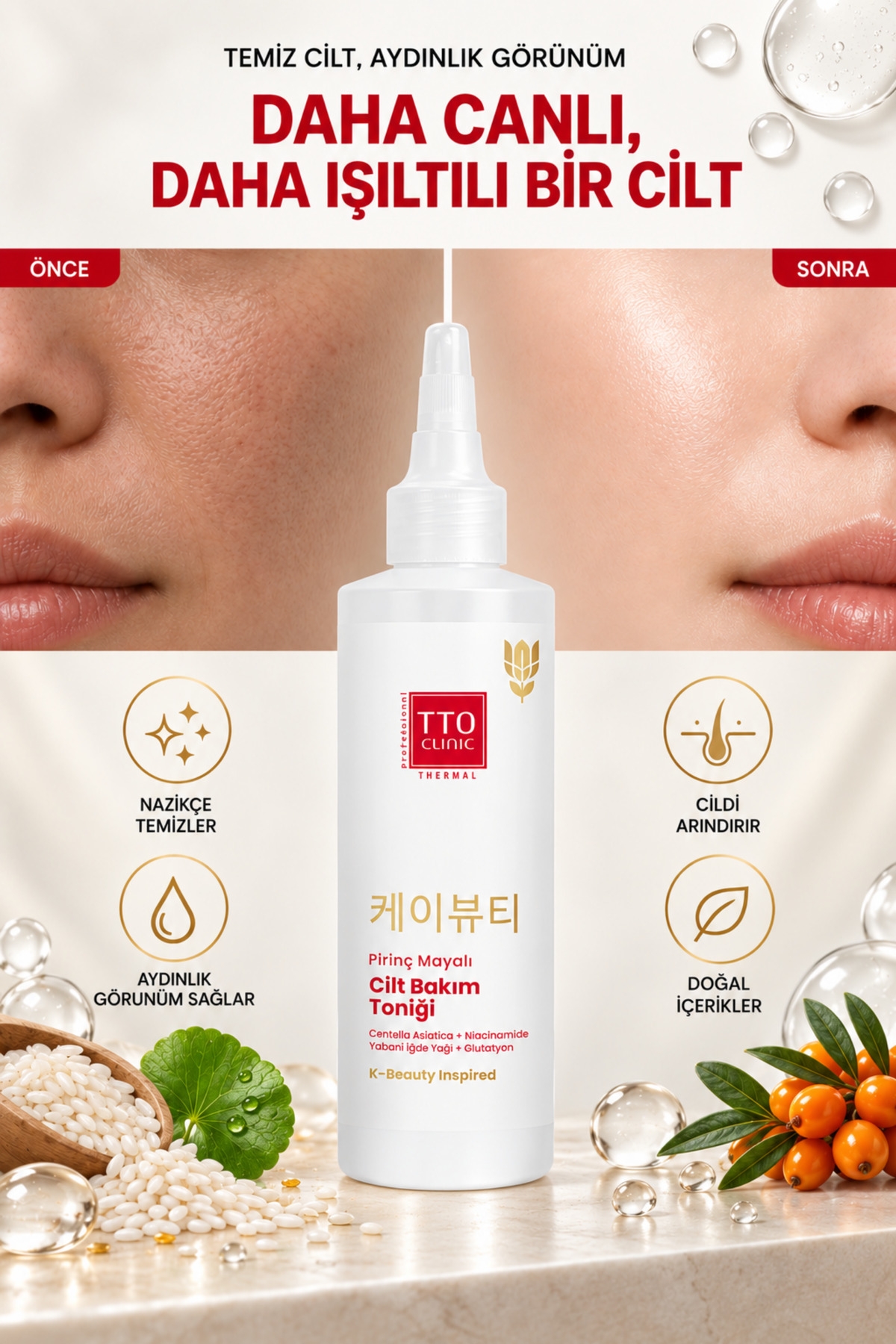 Clinic Kore Serisi Cilt Bakım Toniği – Pirinç Mayalı & Niacinamide Destekli — 8684576003317 — تصویر 5 از 8