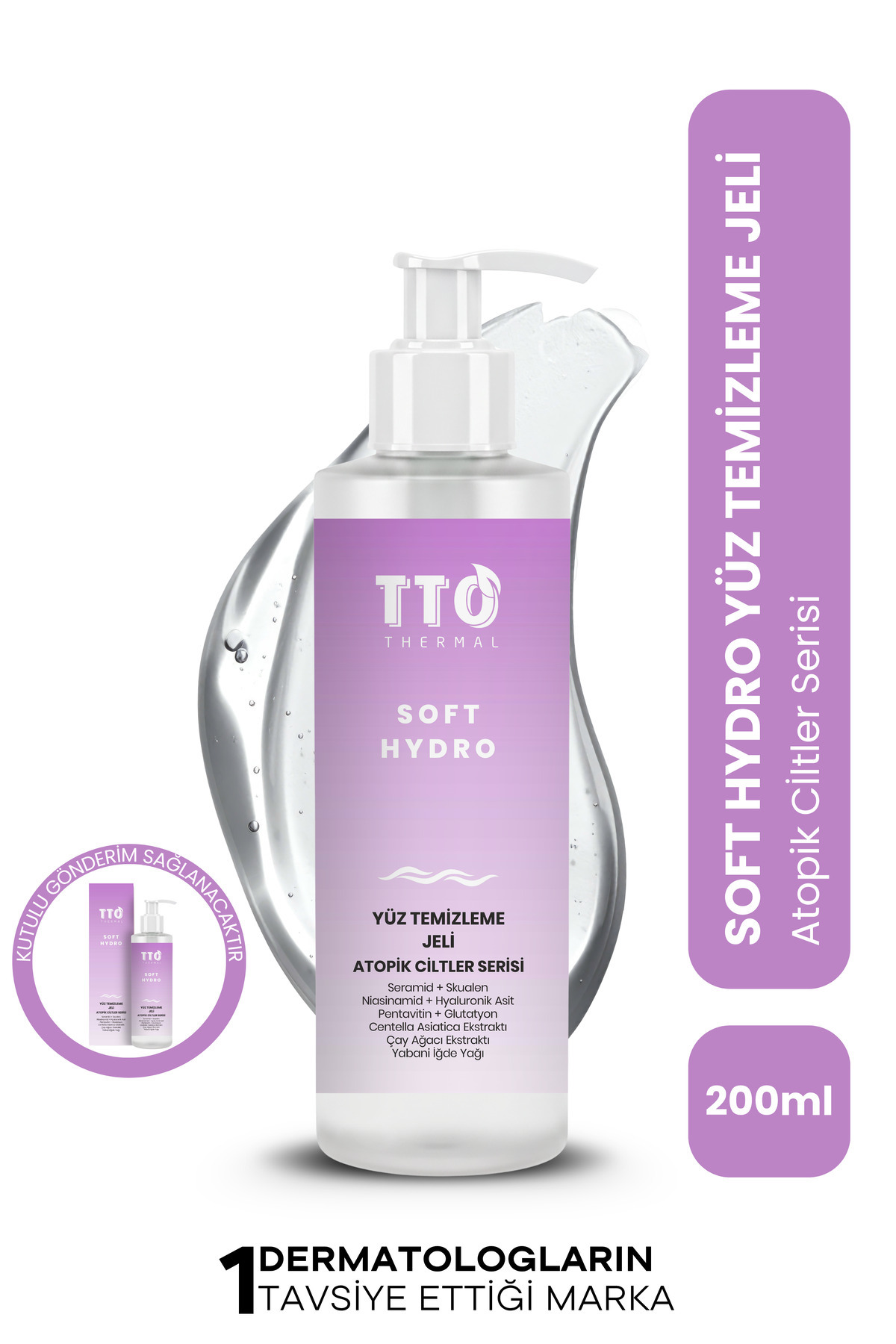 TTO Yüz Temizleme Jeli Nemlendirici 200 ml Thermal Soft Hydro Atopik ve Hassas Cilt Bakımı — 8684576003423