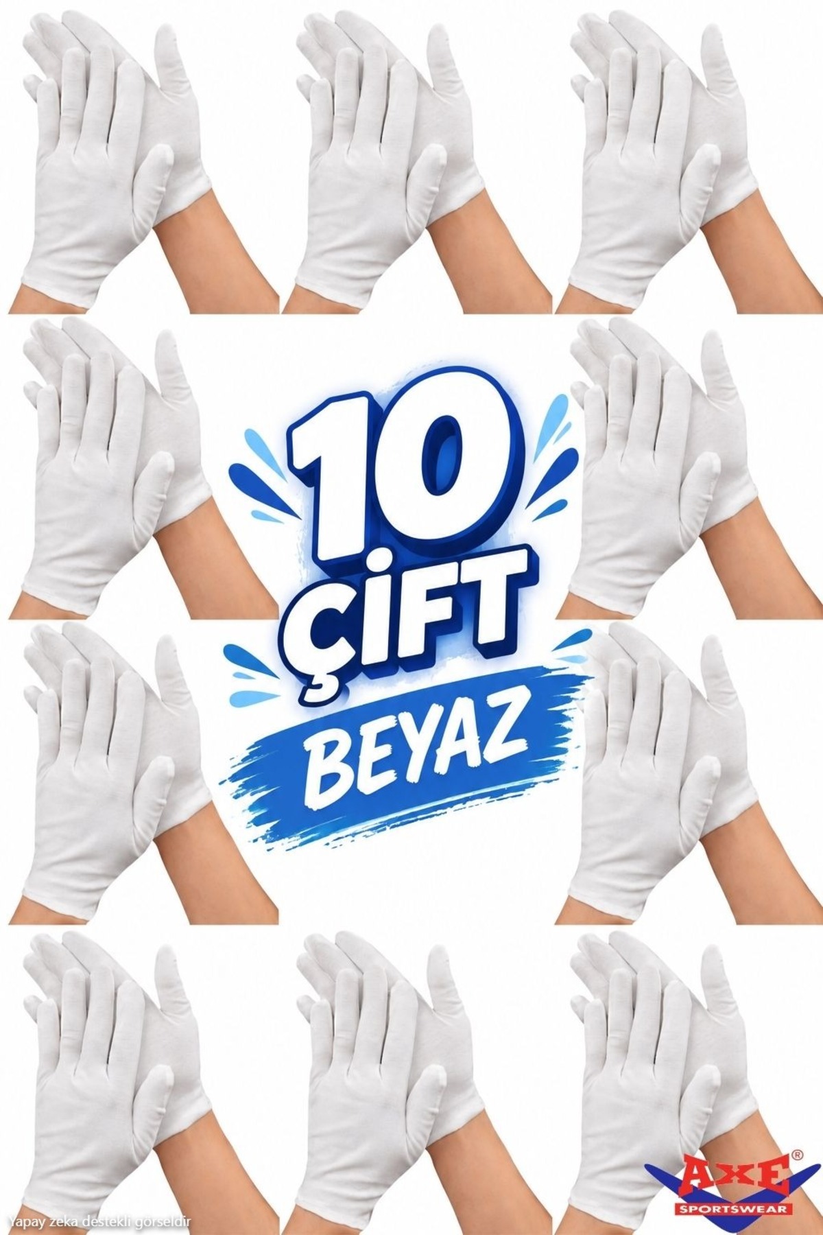 AXE SPORTSWEAR 10 Çift Unisex Bando Garson Pandomim Gösteri Merasim Tören Eldiveni