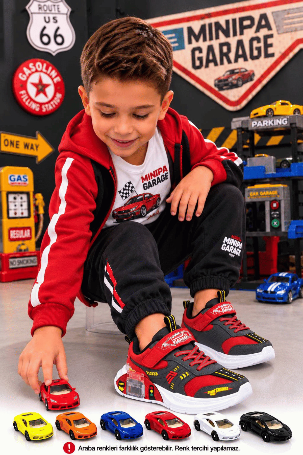 Minipa Garaj Tabanlı, Çift Metal Arabalı, Ortopedik Çocuk Spor Ayakkabı