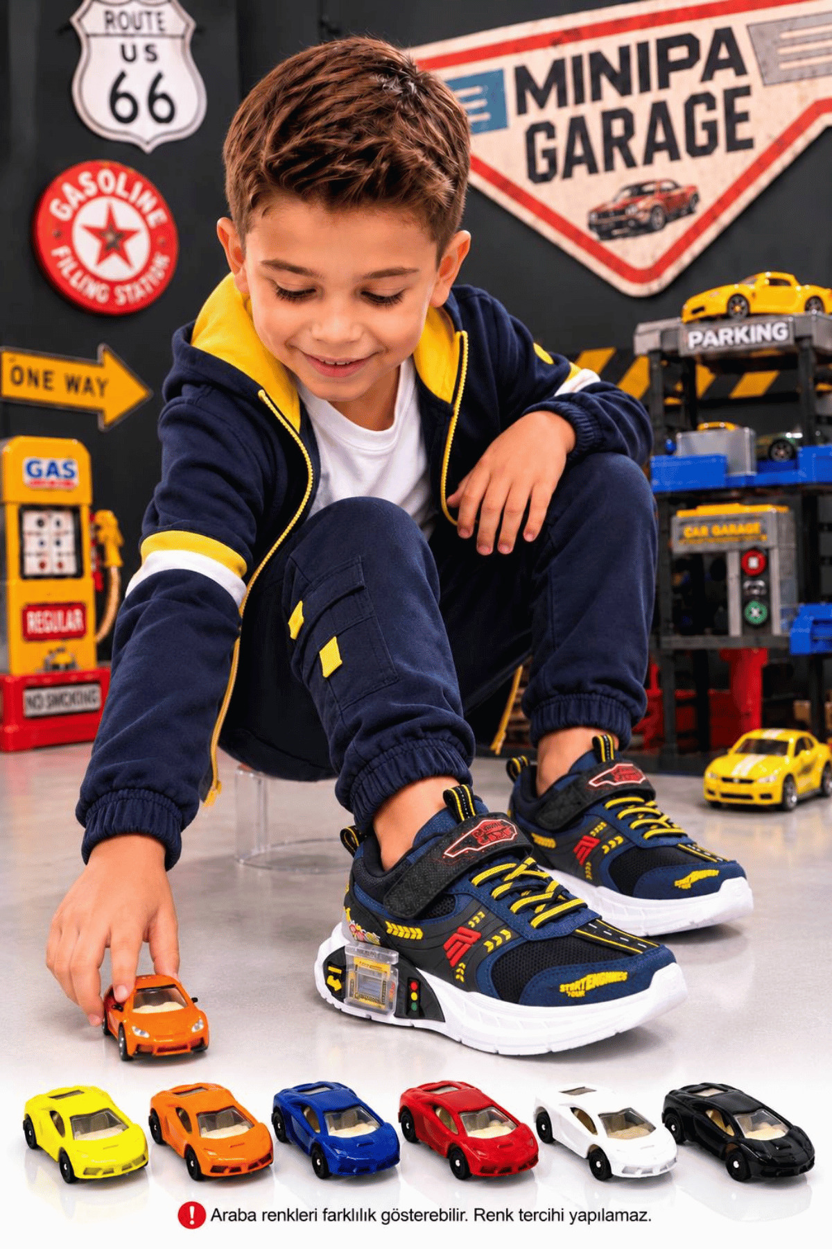 Minipa Garaj Tabanlı, Çift Metal Arabalı, Ortopedik Çocuk Spor Ayakkabı