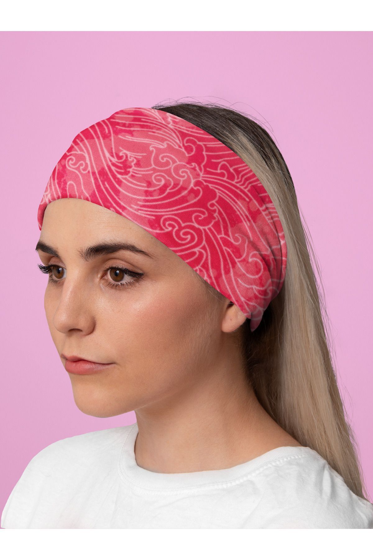 luma Pembe Dalga Desenli Unisex Buff Boyunluk, Bandana, Maske, Saç Bandı, Motosiklet & Outdoor görsel 2