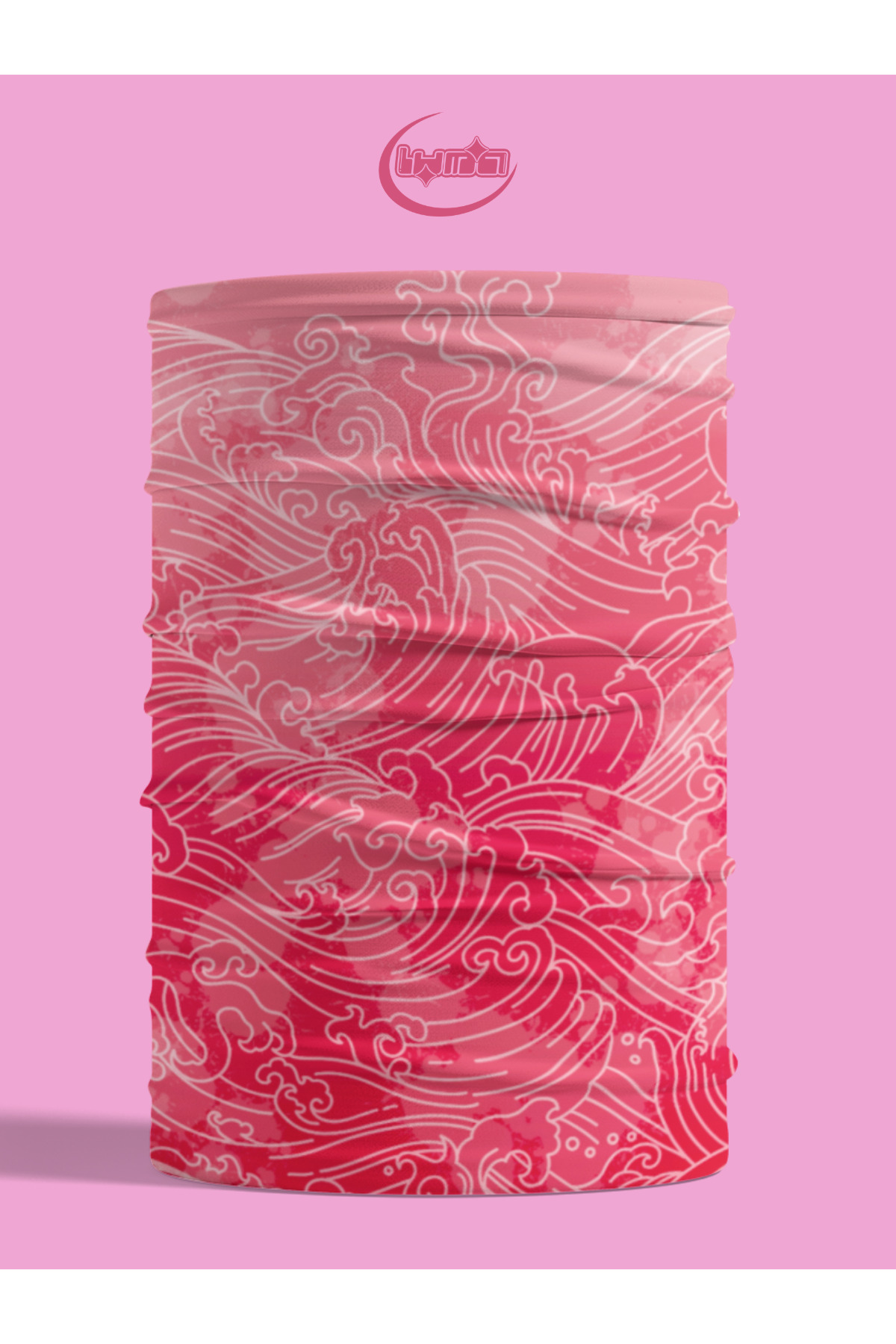 luma Pembe Dalga Desenli Unisex Buff Boyunluk, Bandana, Maske, Saç Bandı, Motosiklet & Outdoor