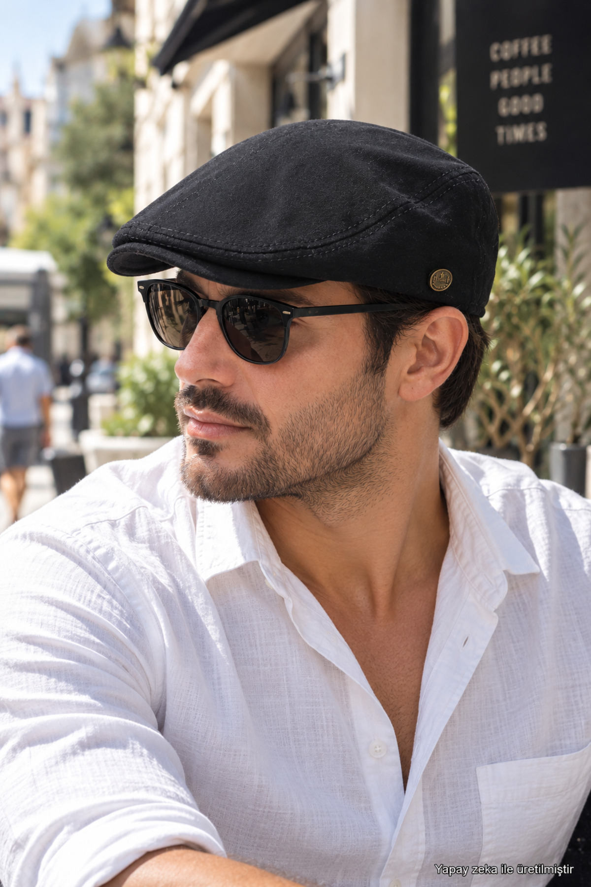 ZERAMİNE Siyah Erkek London Kasket, Yazlık Flat Cap İngiliz Şapka Modeli görsel 7