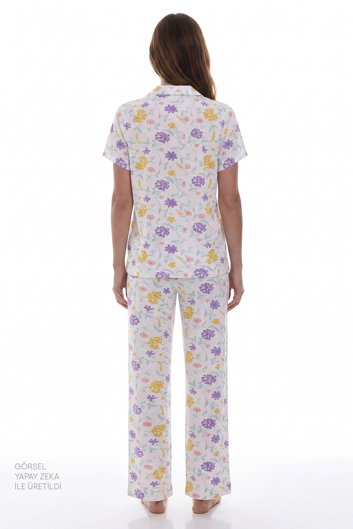 Penti Kırık Beyaz Blossom Çiçekli Kısa Kollu Gömlek Pantolon Pijama Takımı görsel 4