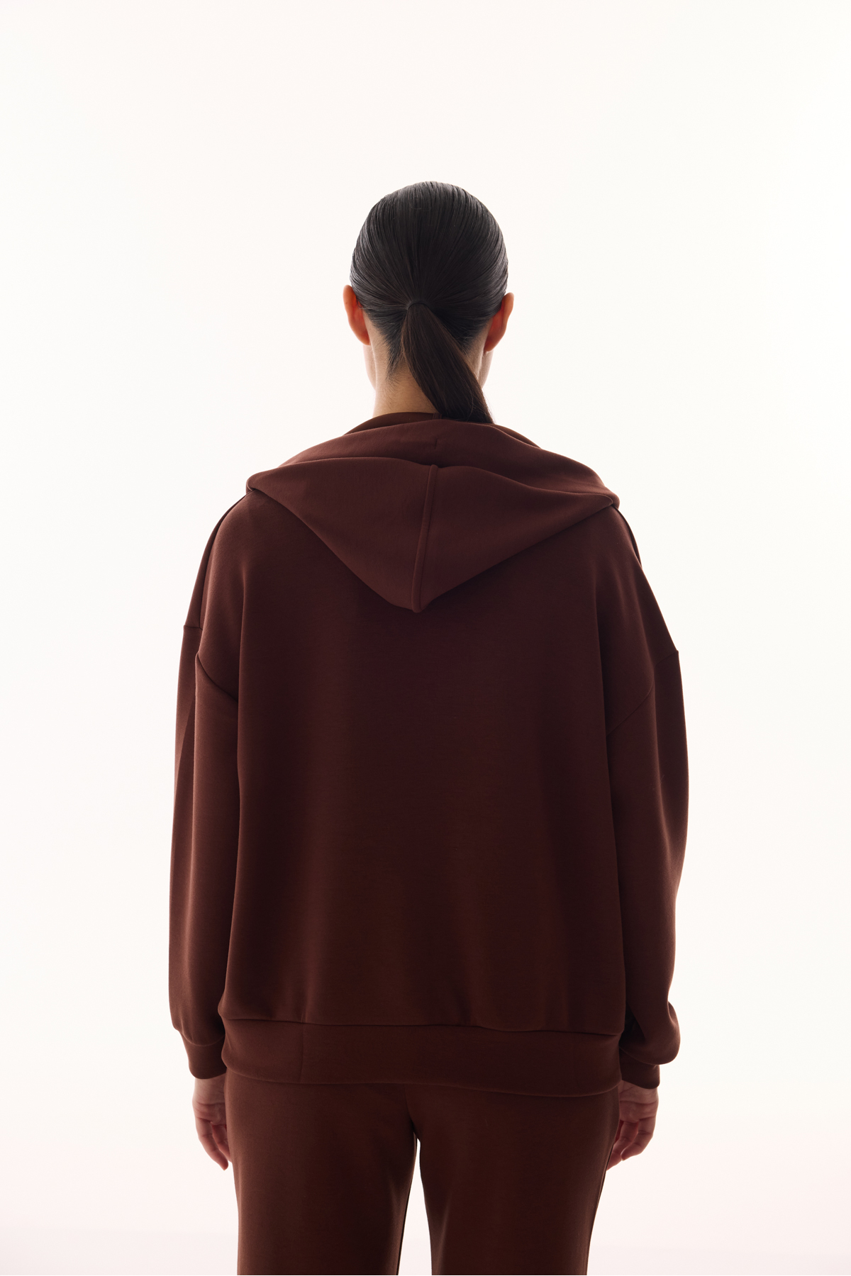 Penti Kahverengi İpeksi Dokulu V Yaka Uzun Kollu Sweatshirt görsel 6