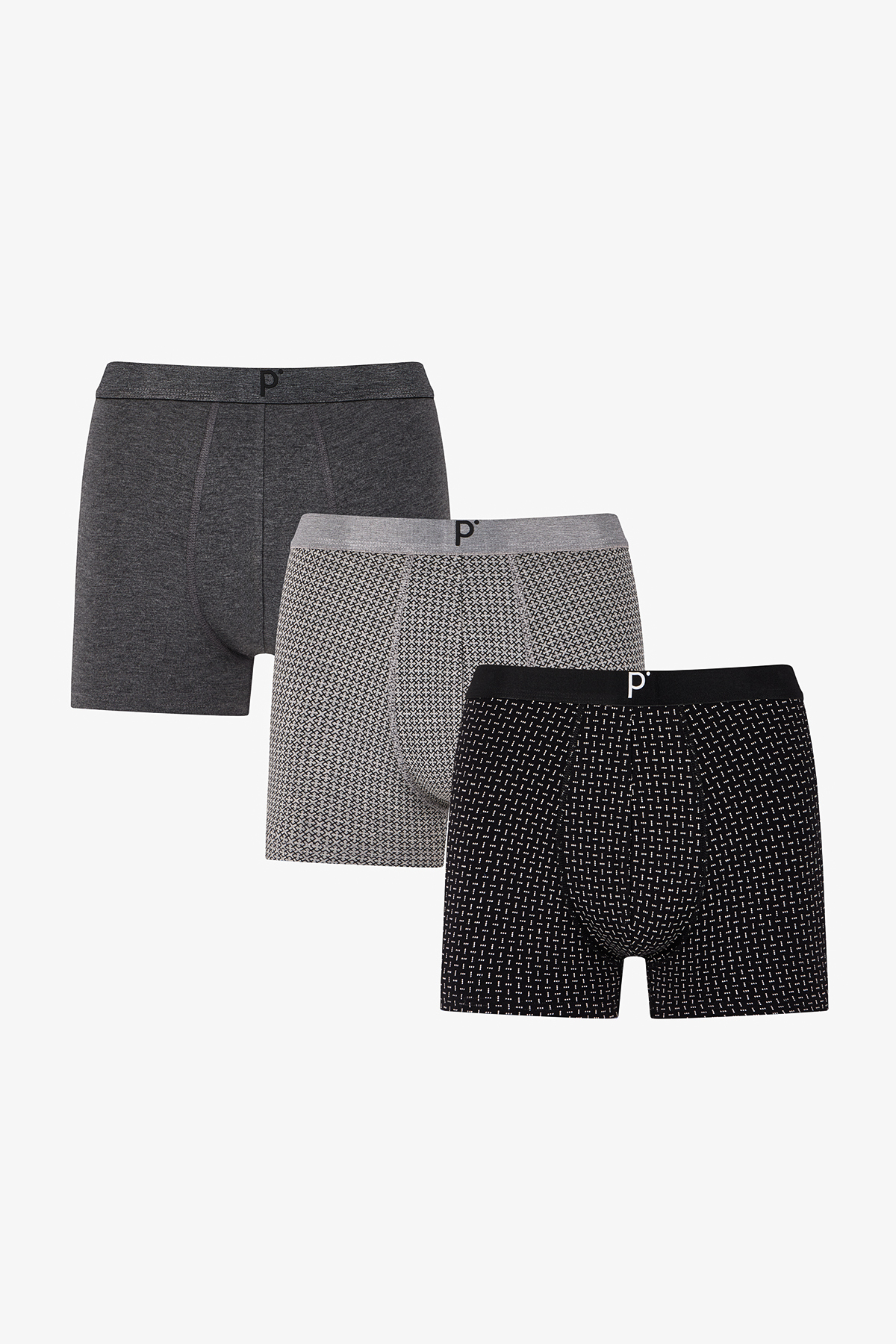 Penti Erkek Gri Motion Geometrik Desenli 3'lü Boxer
