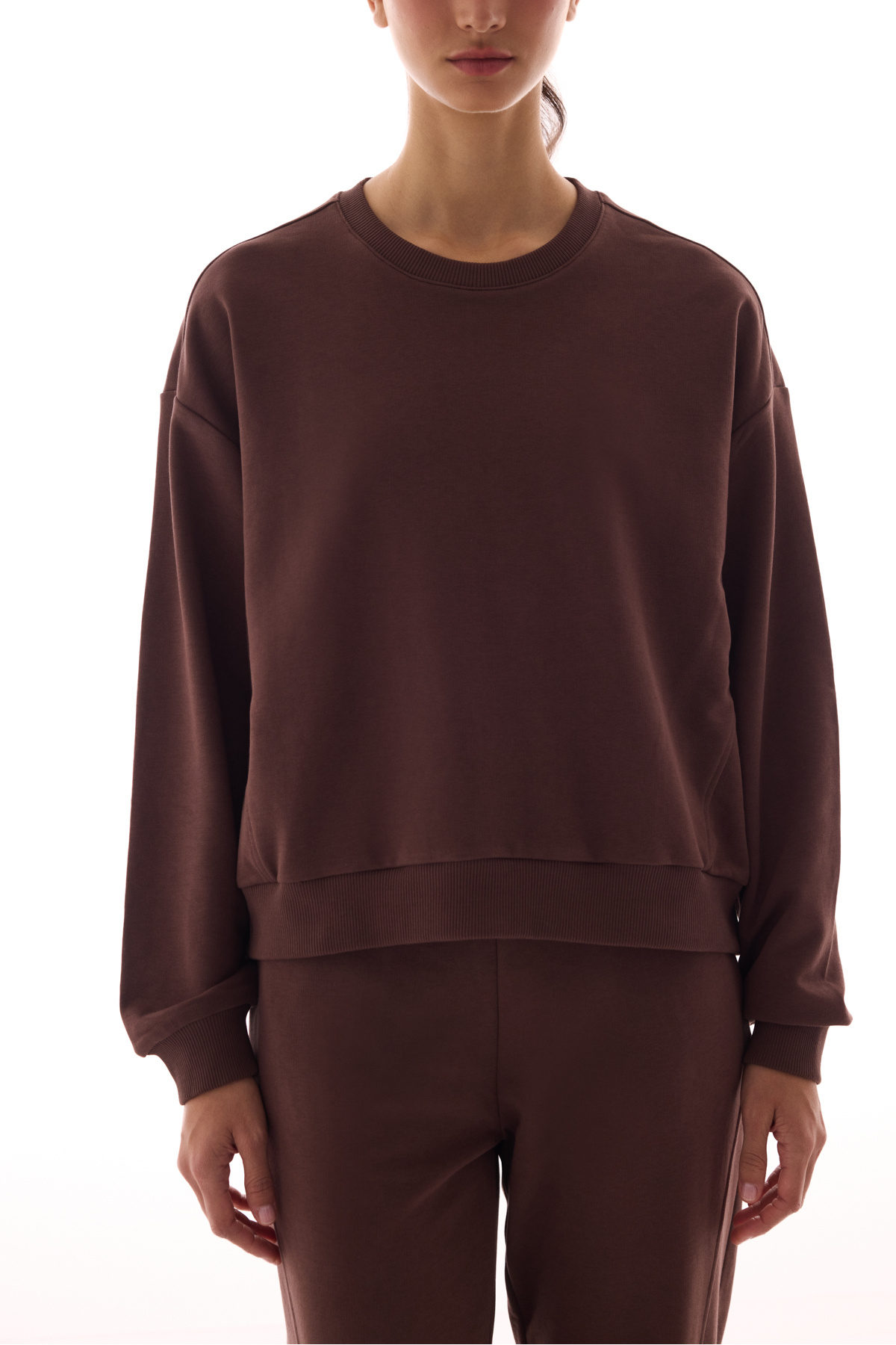 Penti Kahverengi Dikiş Detaylı Bisiklet Yaka Pamuklu Sweatshirt görsel 4