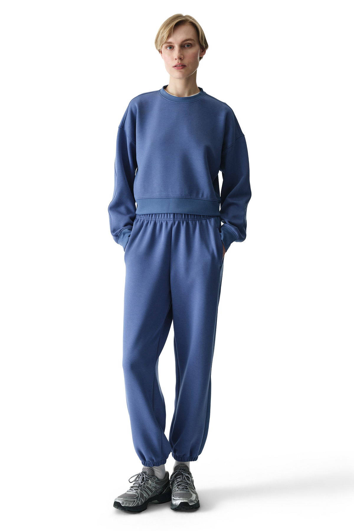Penti Mavi İpeksi Dokunuş Silky Touch Kontrast Detaylı Bisiklet Yaka Sweatshirt görsel 5