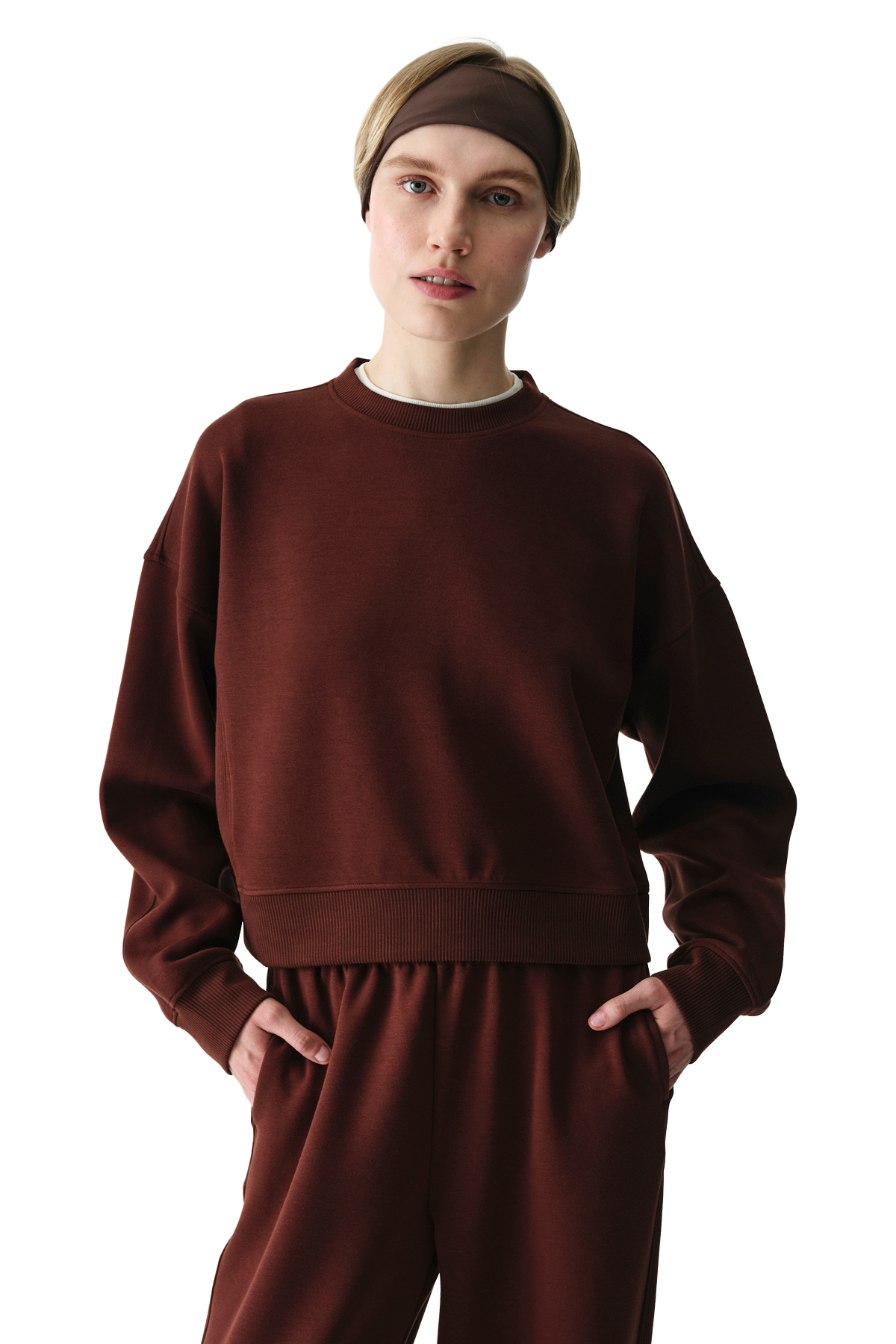 Penti Kahverengi Silky Feel Contrast Sweatshirt görsel 3