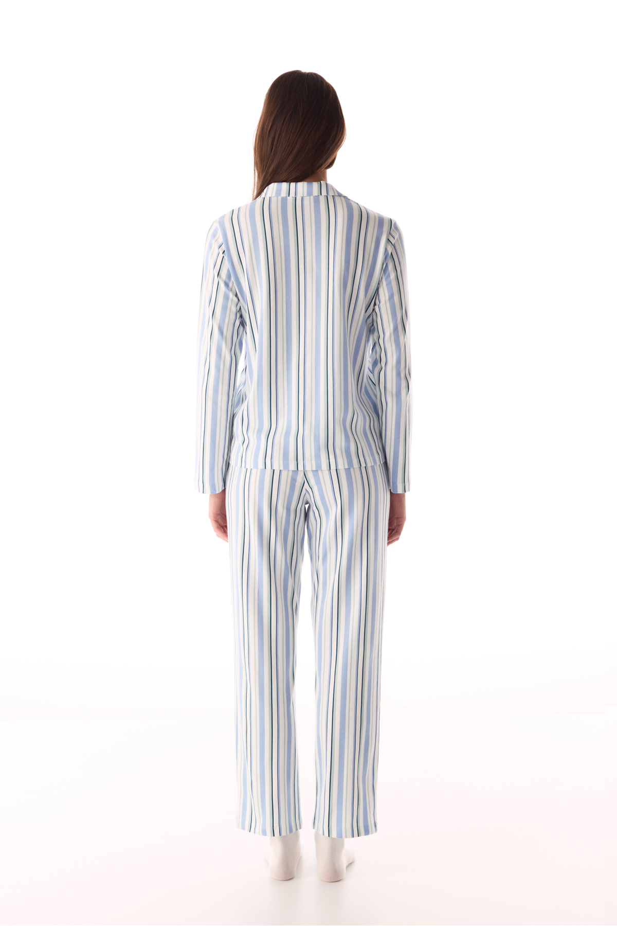 Penti Açık Gri Cool Stripes Pamuklu Gömlek Pantolon Pijama Takımı görsel 4