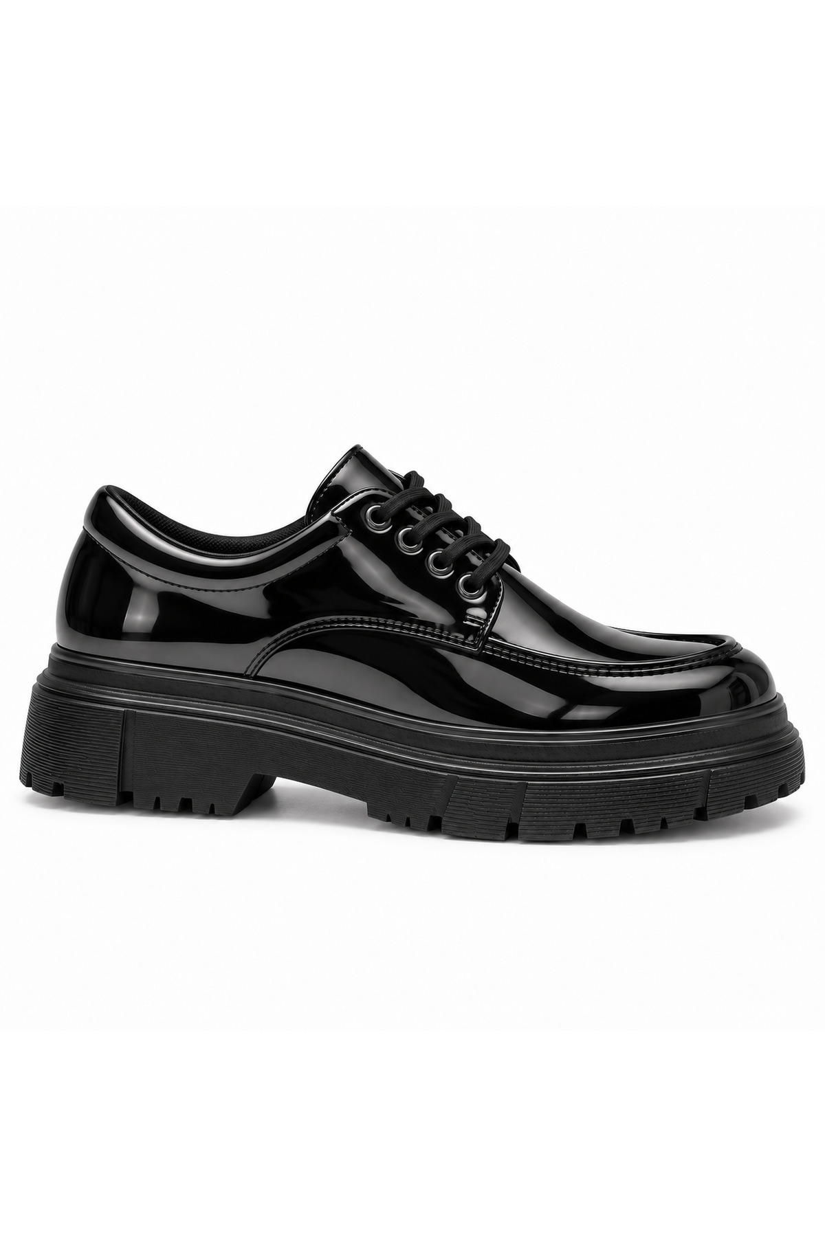 BESKAR Kömür Rugan Erkek Ayakkabı - Antrasit Parlak Deri Rahat Sportif Lüks Günlük Sneaker KB X6 görsel 4