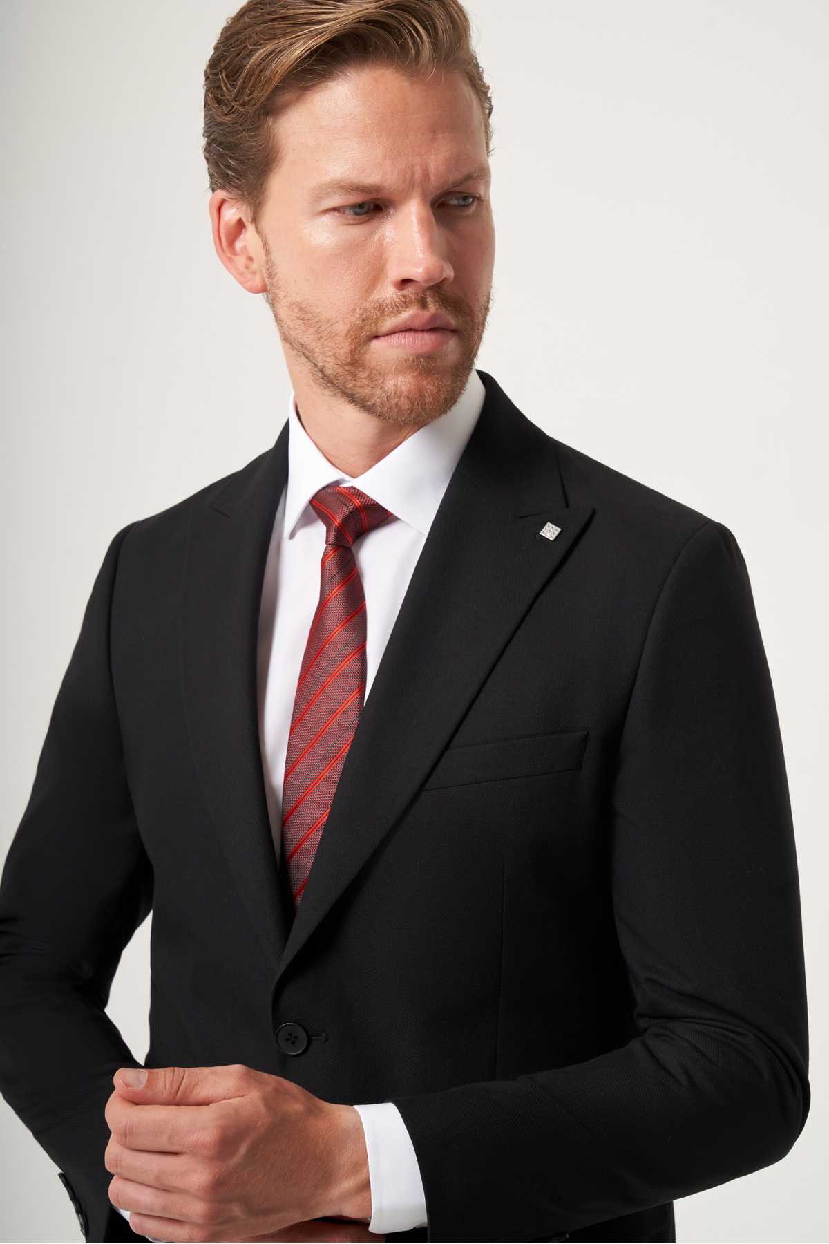 İmza Siyah Kırlangıç Yaka Tam Astar 6 Drop Slim Fit Esnek Takım Elbise 1001265162 görsel 2