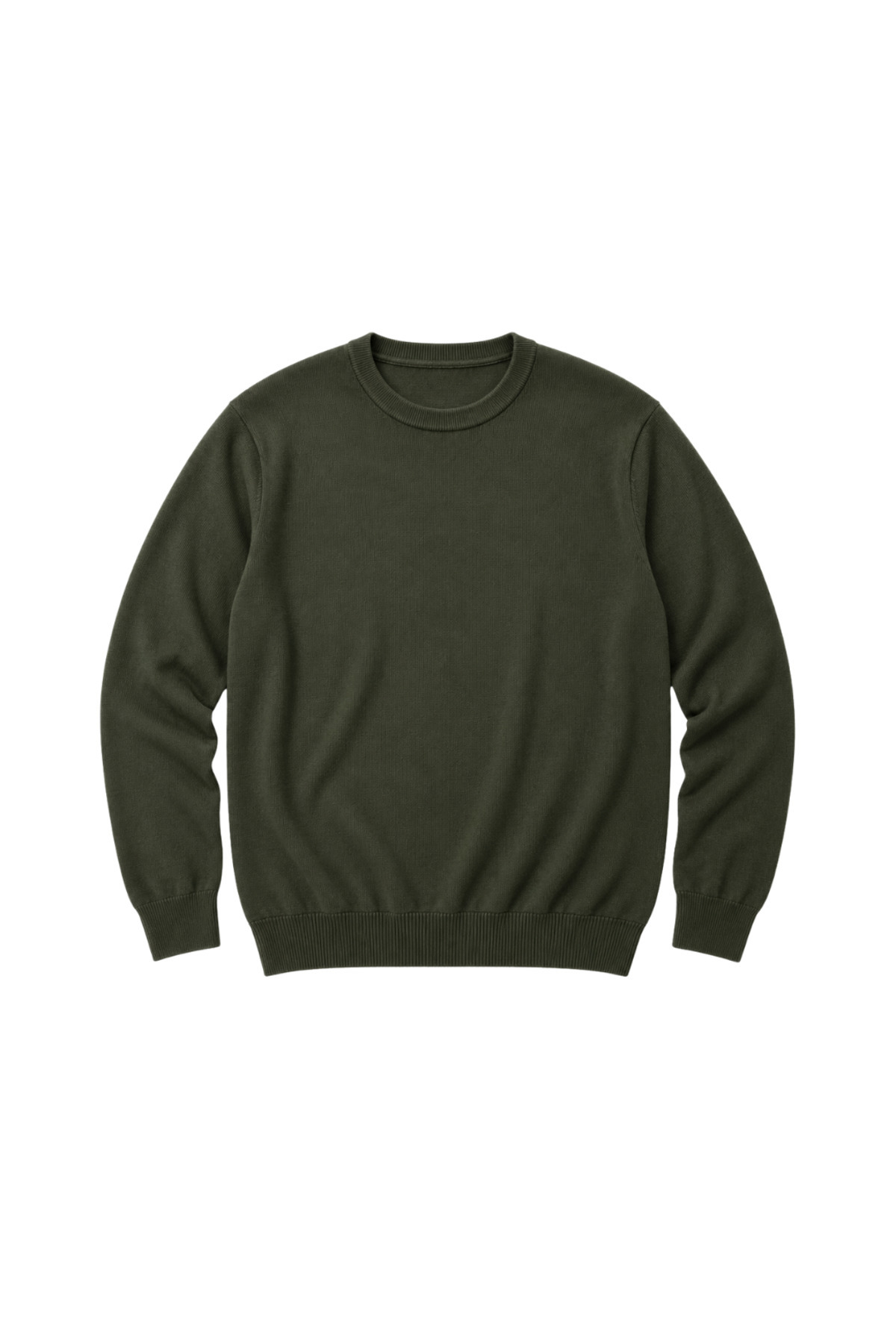 BattalModa Erkek Büyük Beden Haki Bisiklet Yaka Pamuklu Kazak 3XL-4XL-5XL-6XL görsel 4