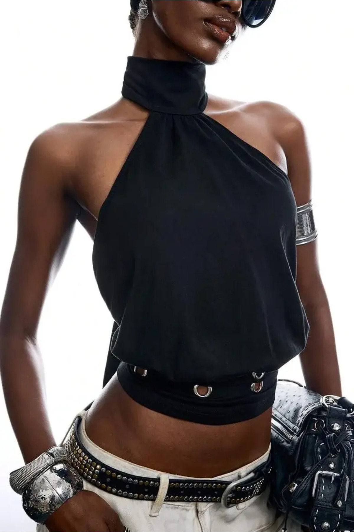World Fashion Trends Sırtı Açık Halter Yaka Bluz - Siyah görsel 5