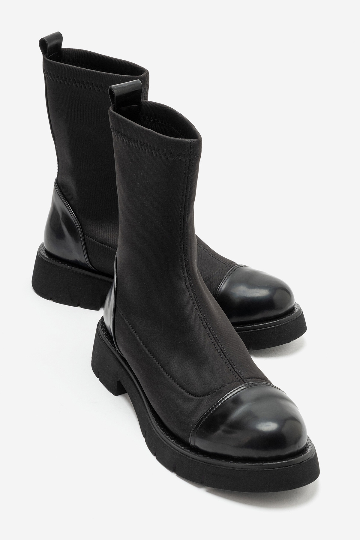 LuviShoes ALESSIA Siyah Scuba Kadın Bot
