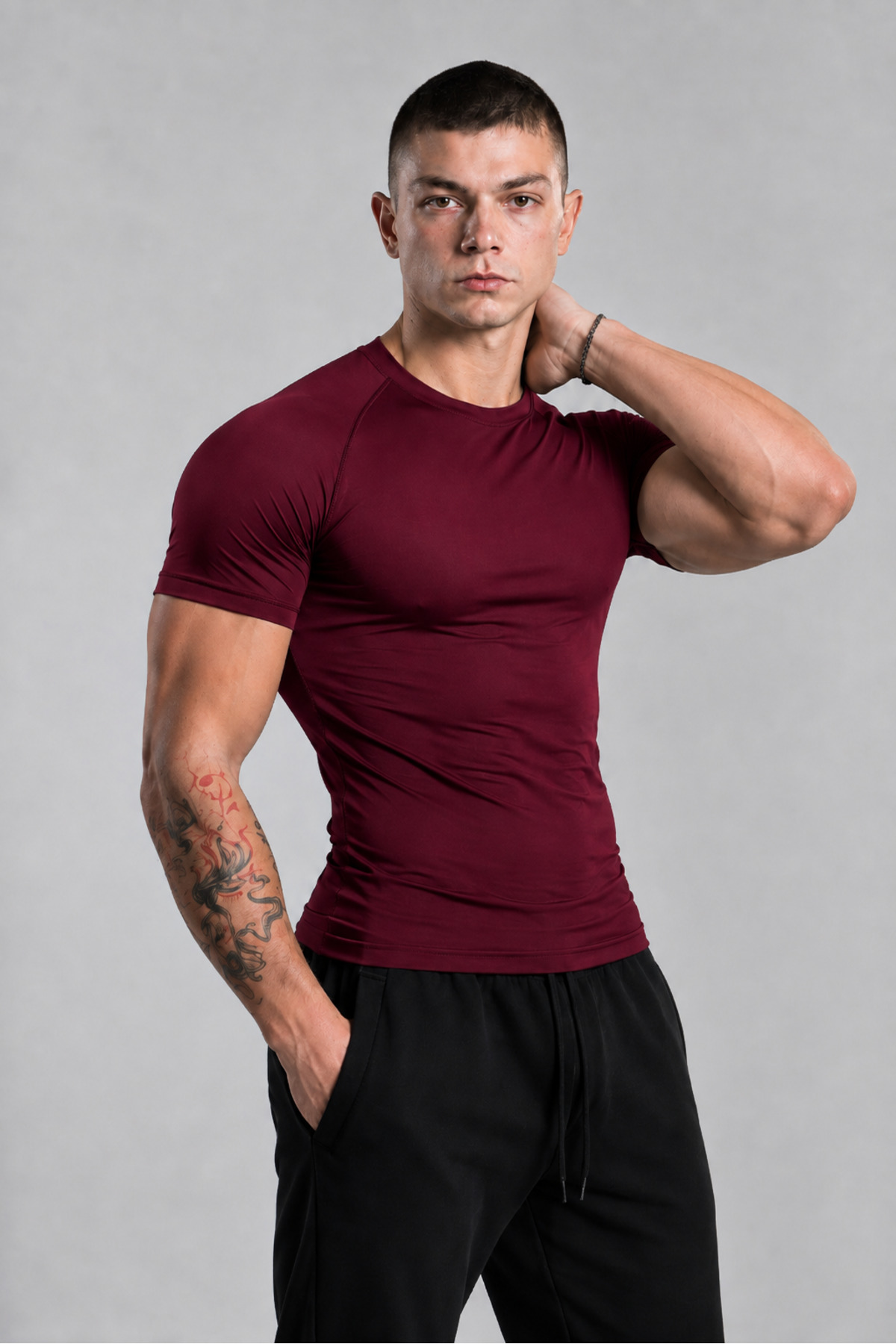 Stylovi Basic Erkek Compression Tişört, Vücuda Oturan Slim Fit Sporcu Body görsel 5