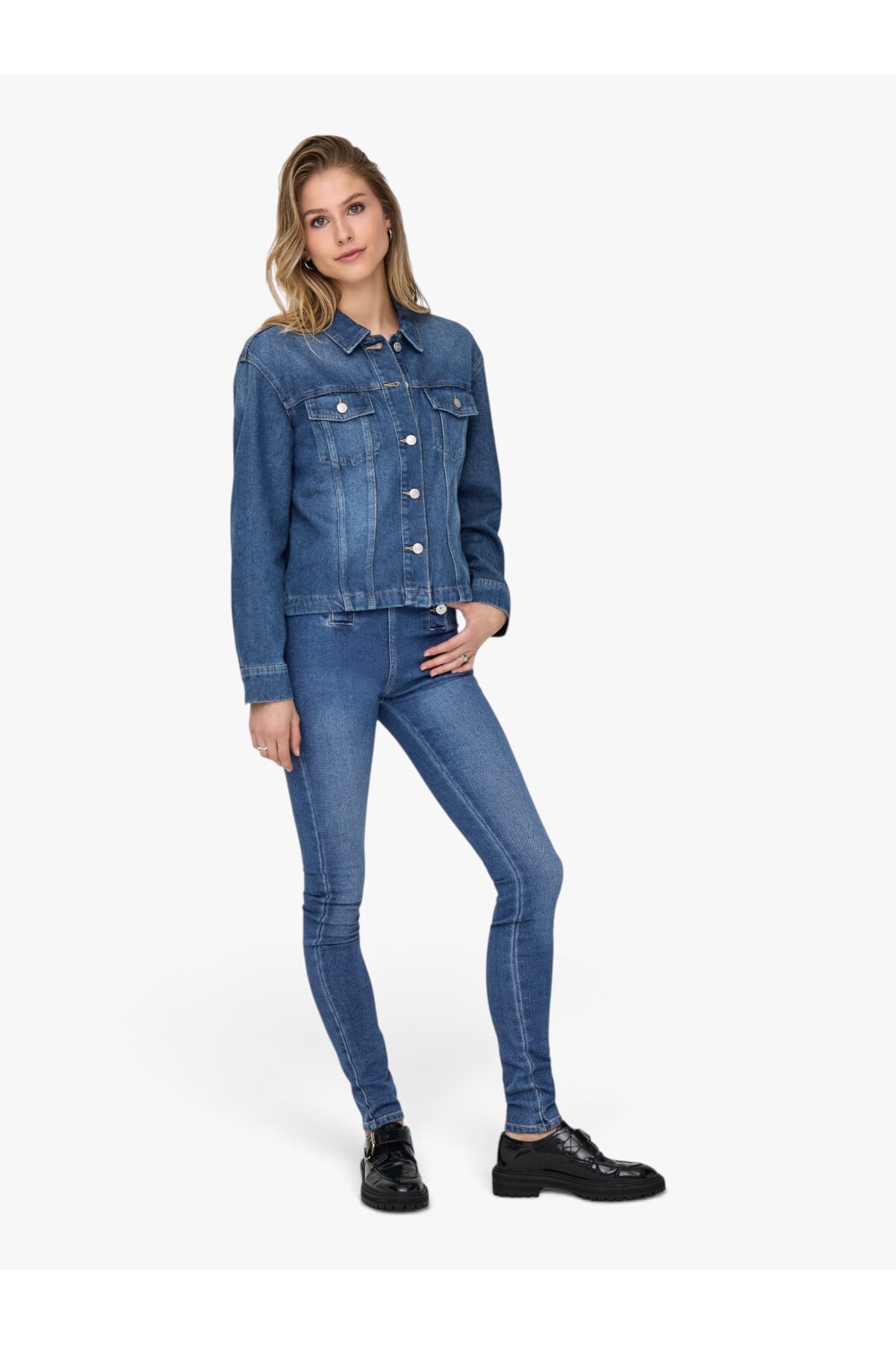 ONLY ONLMIKA L/S DNM JKT AKM MOCH Kadın Medium Blue Denim Ceket - 15352316 görsel 5