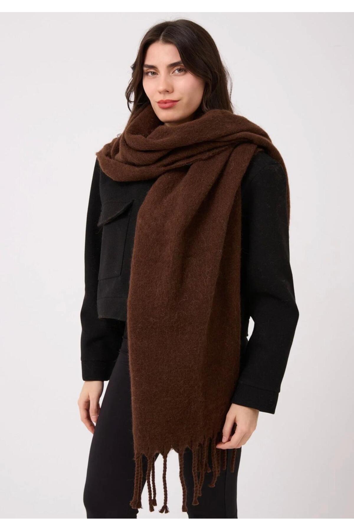 Wearflawless Soft İthal Yumuşak Dokulu Kadın Kahverengi Atkı, Şal, Omuz Şalı, Sevgililer Günü Hediyesi görsel 3
