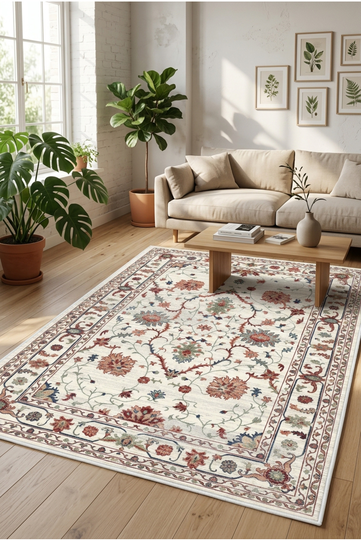 Eco Concept Mitos Serisi Dijital Baskı Halı Etnik Retro Desen Salon Halısı Yıkanabilir Kaymaz Taban Mutfak Halısı