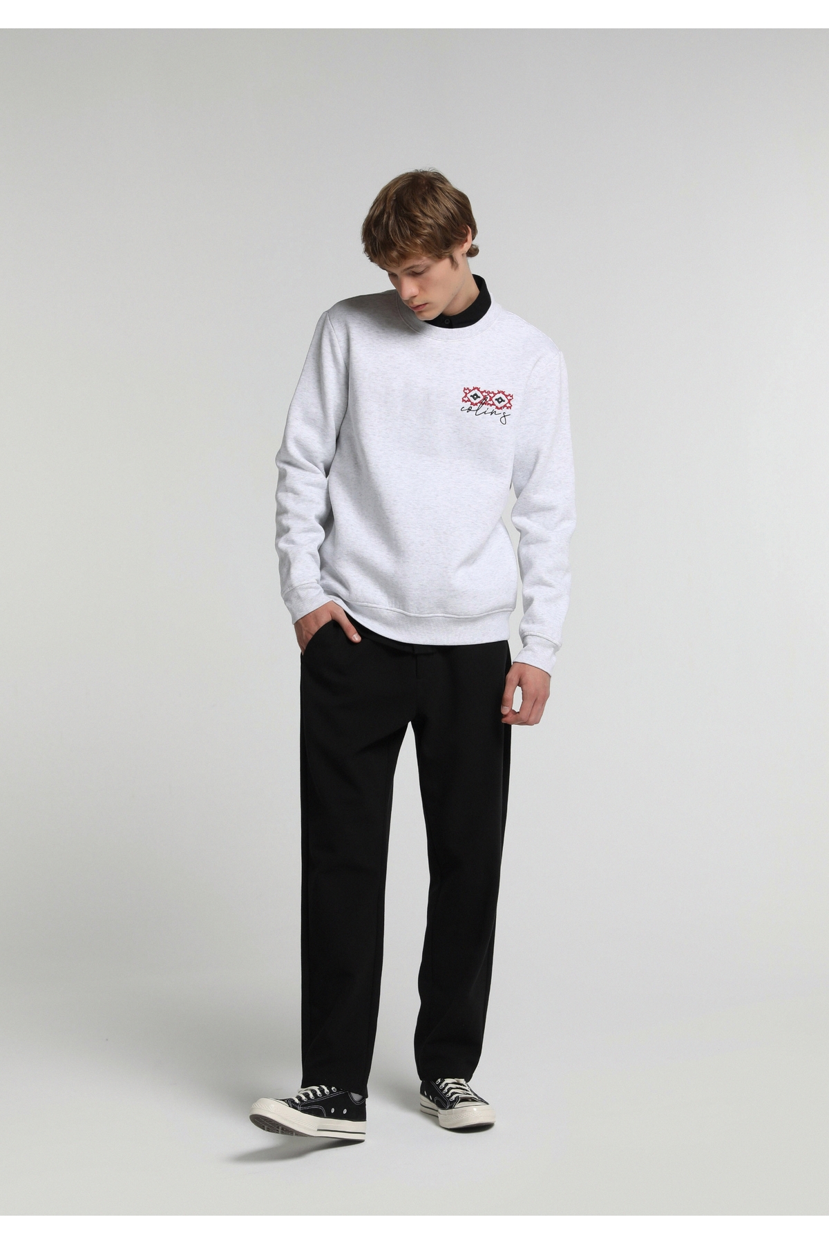 Regular Fit Orta Bel Düz Paça Erkek Siyah Pantolon