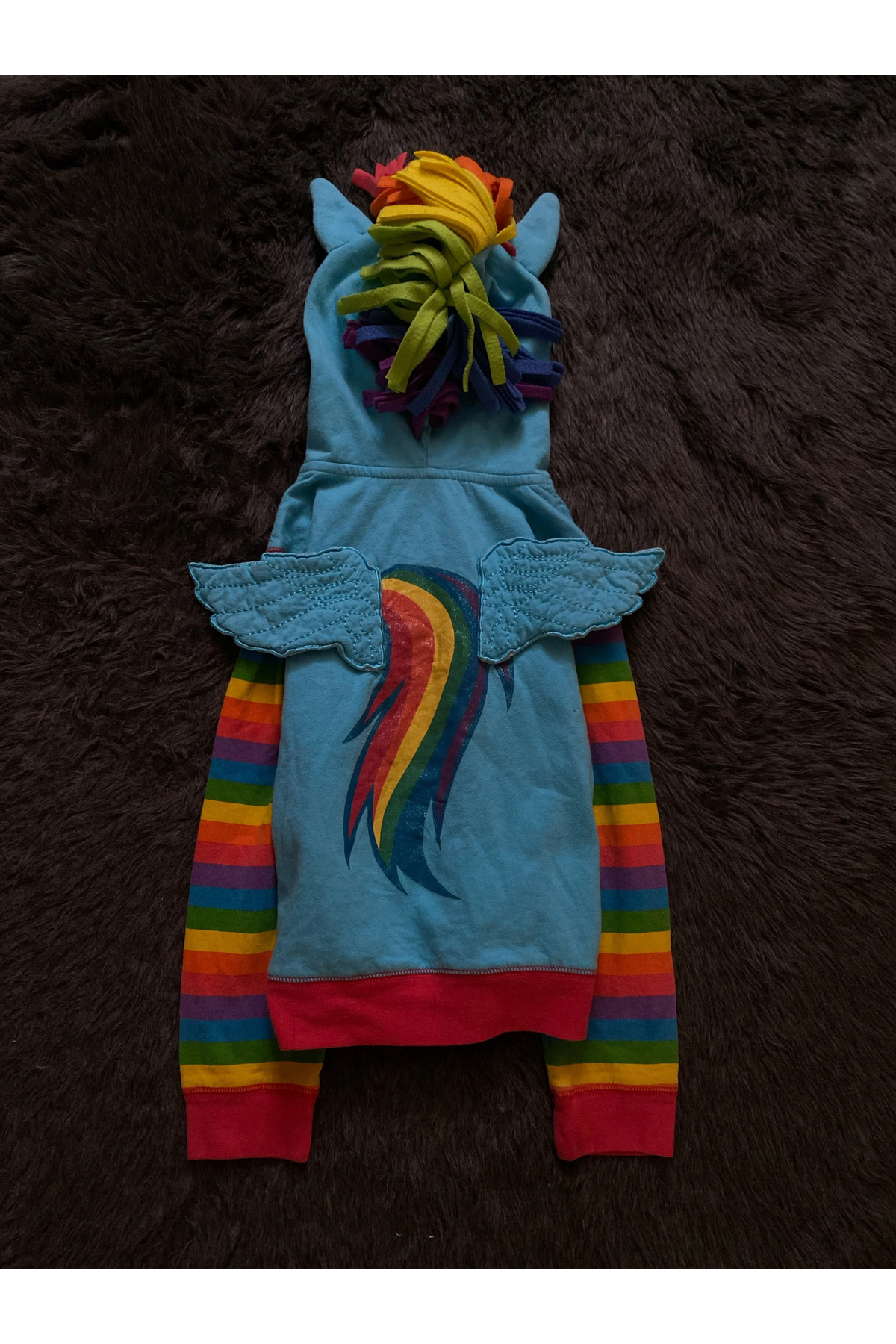 1blood Rainbow Pony Gökkuşağı Desenli Kapüşonlu Fermuarlı Sweatshirt görsel 5