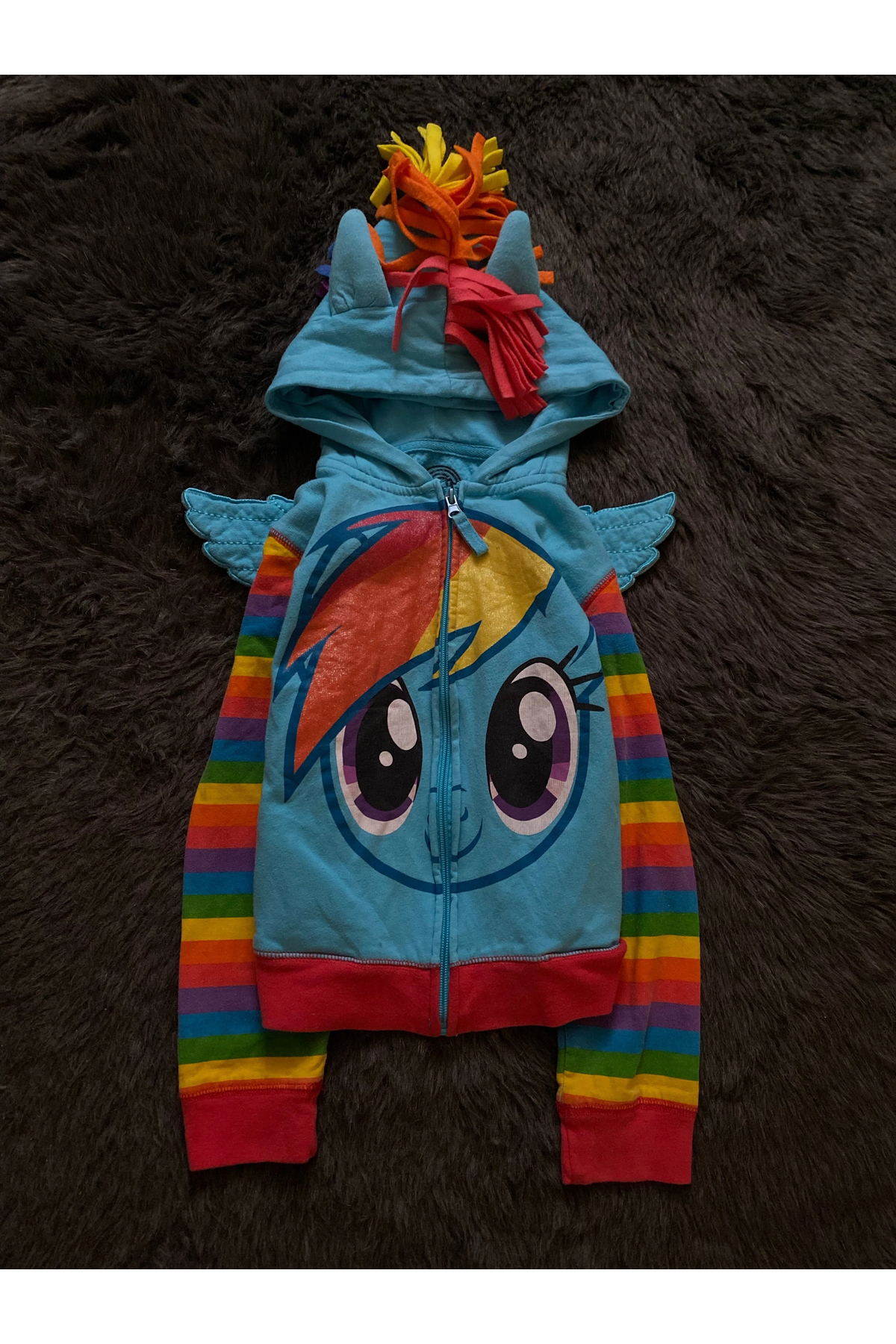 1blood Rainbow Pony Gökkuşağı Desenli Kapüşonlu Fermuarlı Sweatshirt