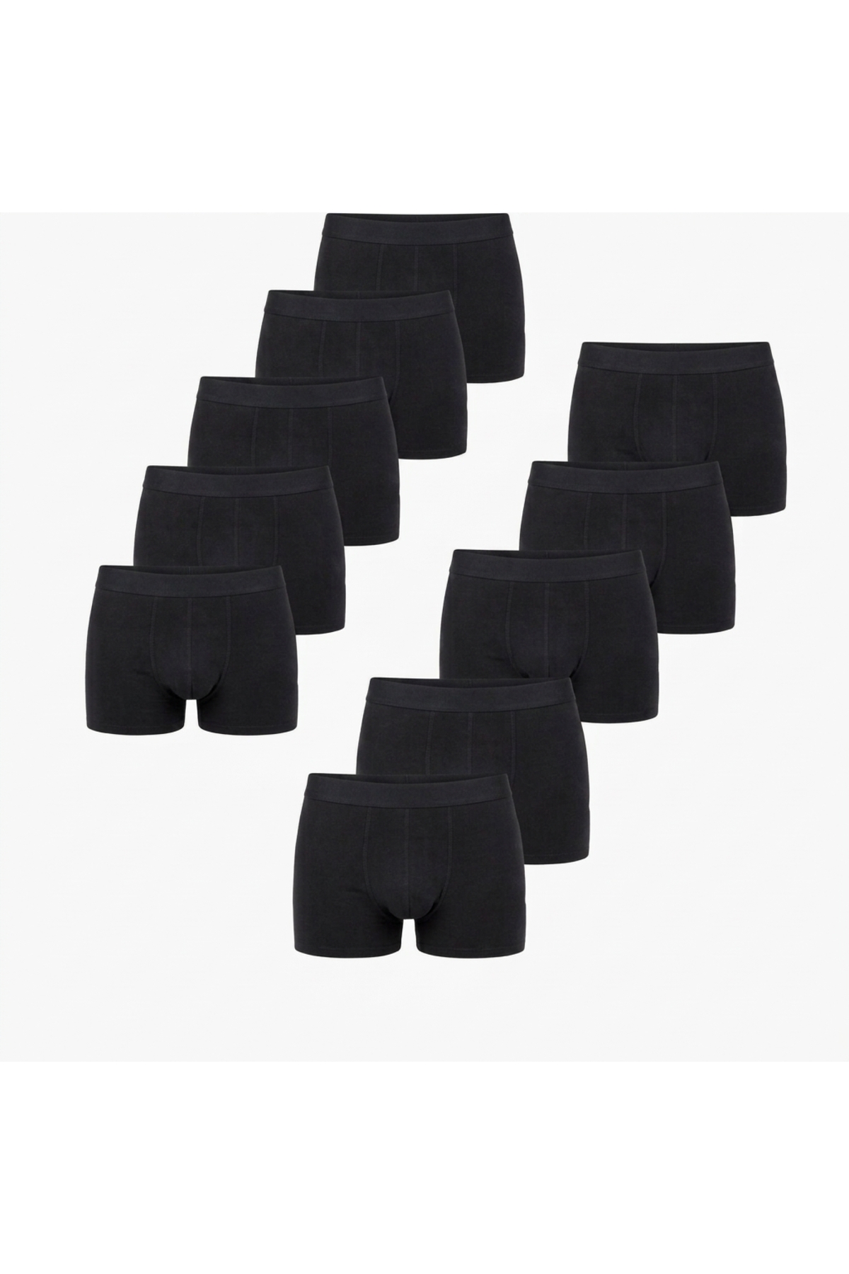 BARO UNDERWEAR 10'lu Paket Erkek Siyah Full Likralı Pamuklu Premium Boxer Seti
