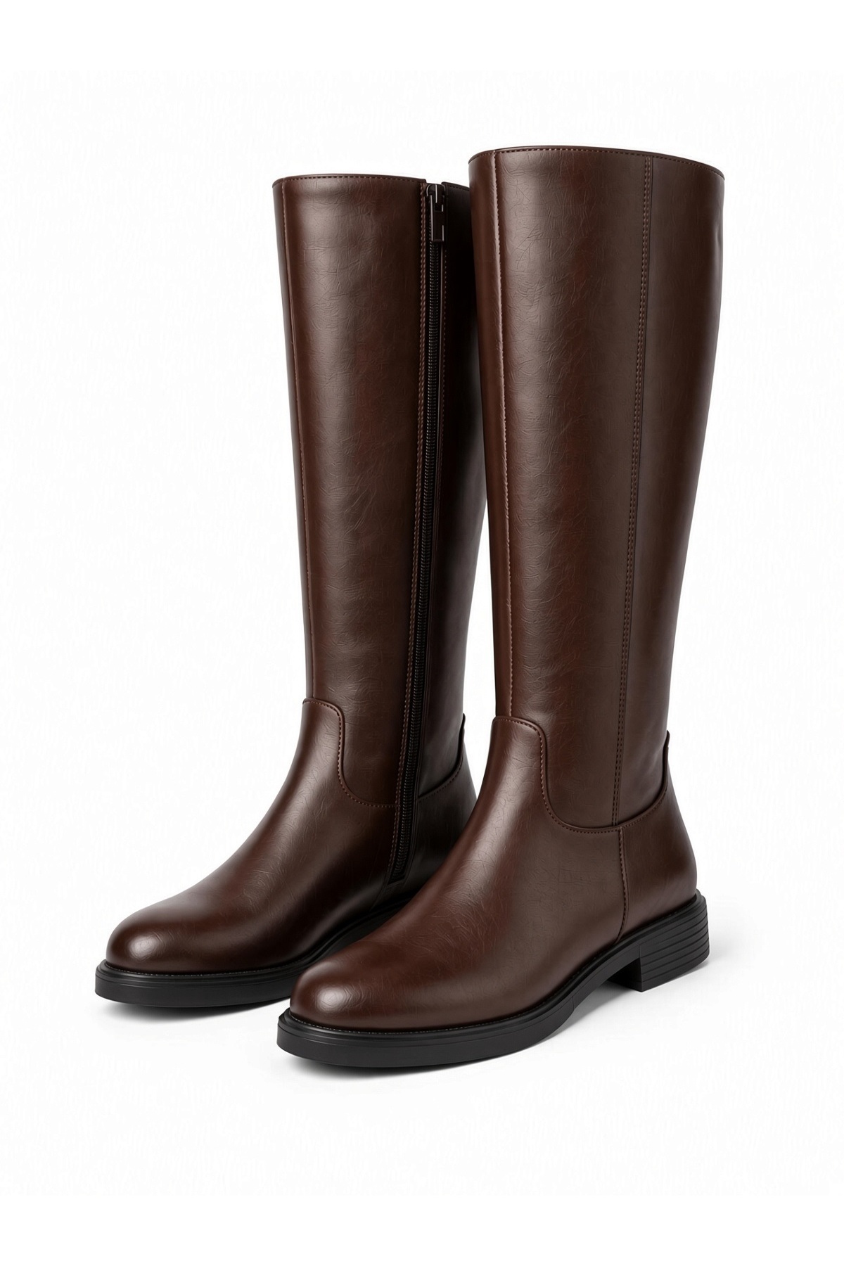 McDark Kadın Fermuarlı Siyah Binici Çizme uzunluk 42 cm-KAHVE