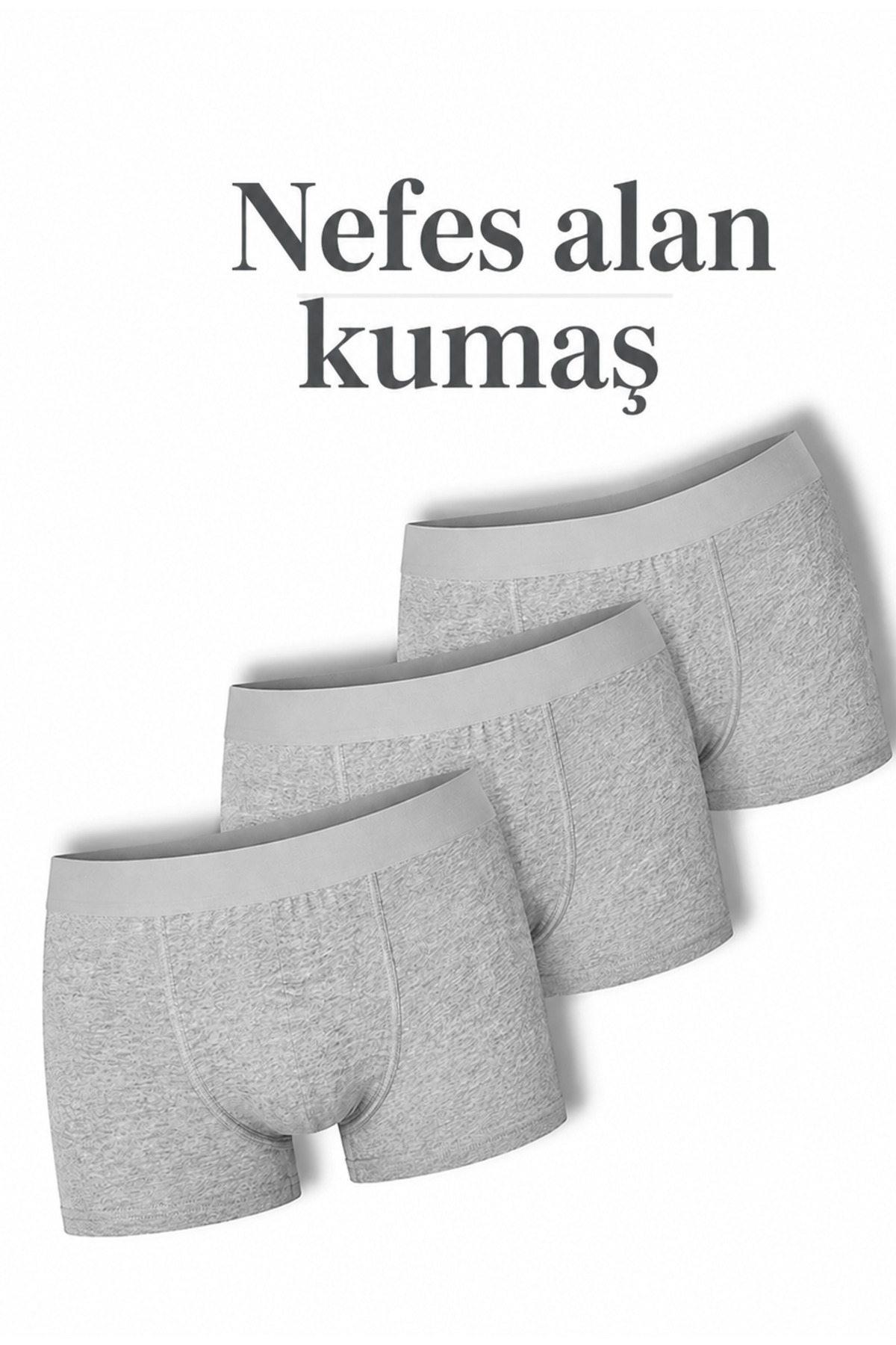 BARO UNDERWEAR 10'lu Paket Erkek Gri Full Likralı Pamuklu Premium Boxer Seti görsel 2