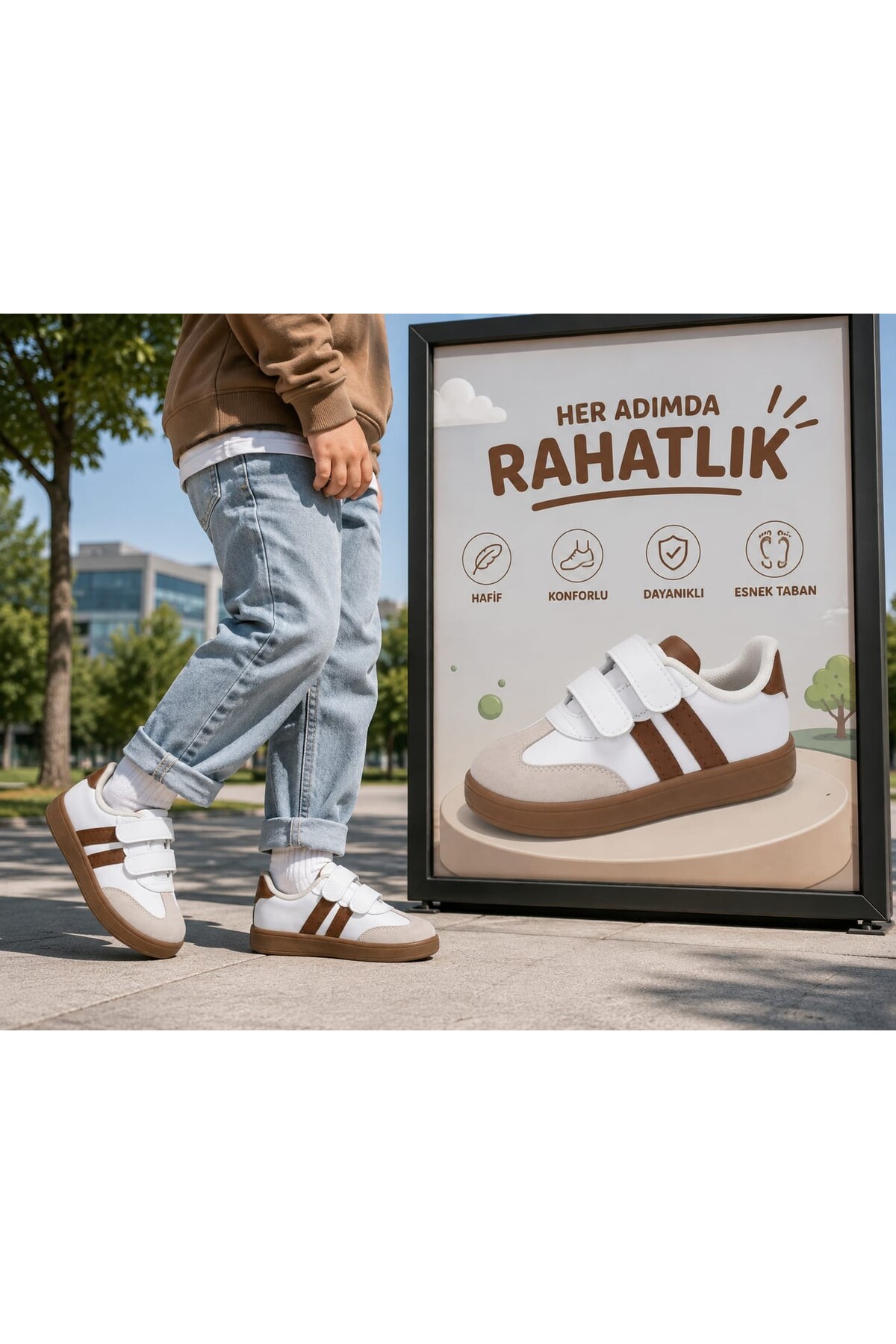 ZERDALİFE Unisex Çocuk çift cırtlı Ayarlanabilir sneaker günlük spor Ayakkabı