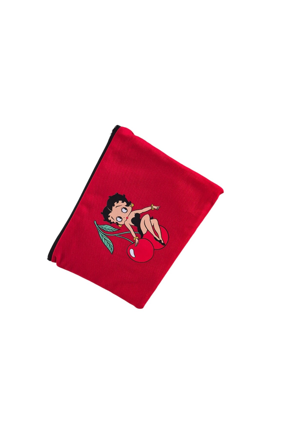 handedizayn Kırmızı Betty Boo Desenli Pörtföy Clutch Tablet Kılıfı görsel 2