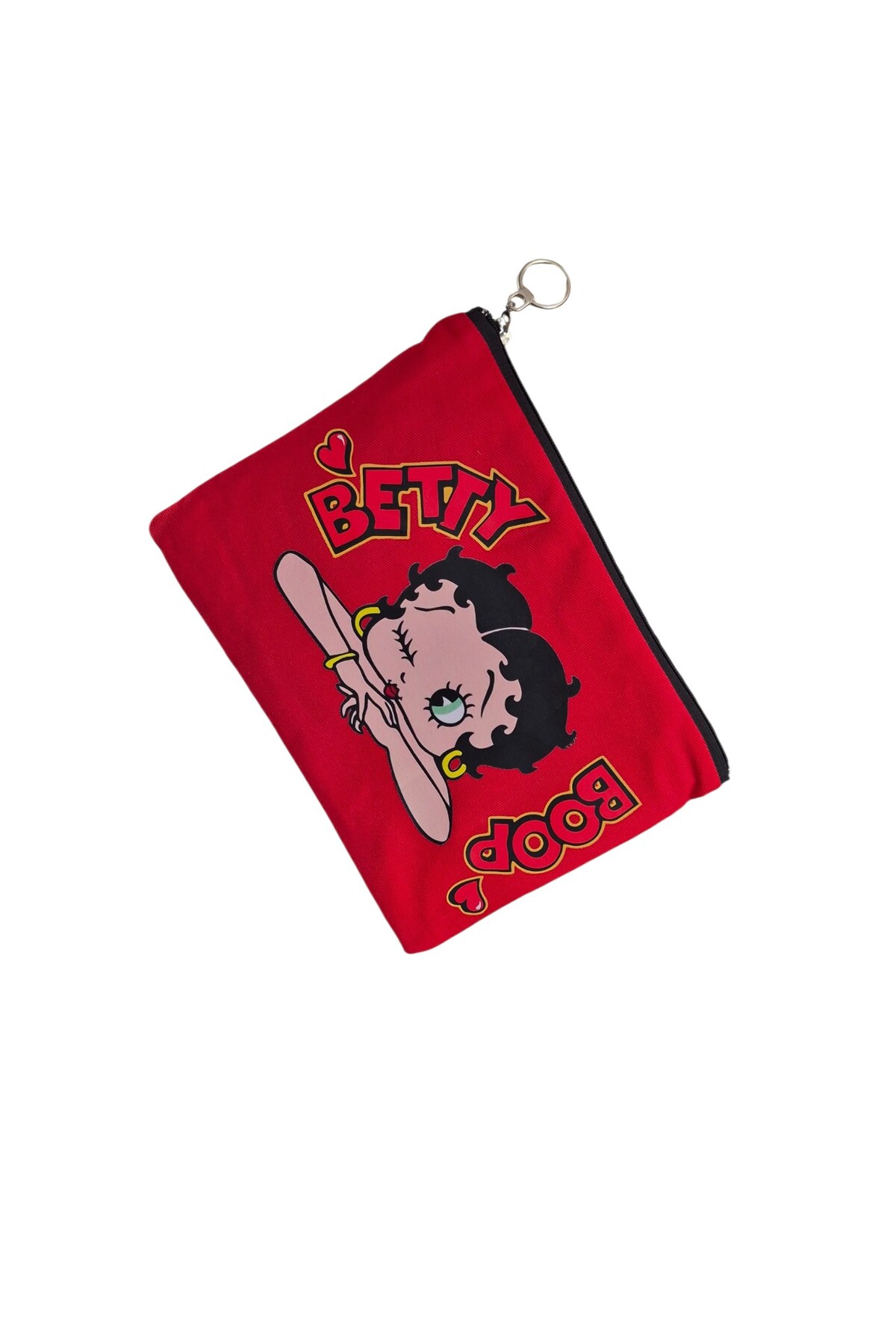 handedizayn Kırmızı Betty Boo Desenli Pörtföy Clutch Tablet Kılıfı görsel 4