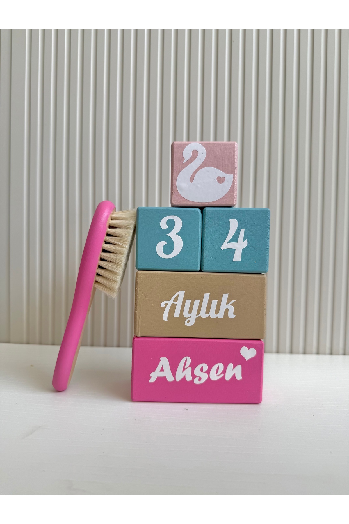 Kişiye Özel Bebek Anı Küpleri ve İsimli Bebek Tarağı Seti