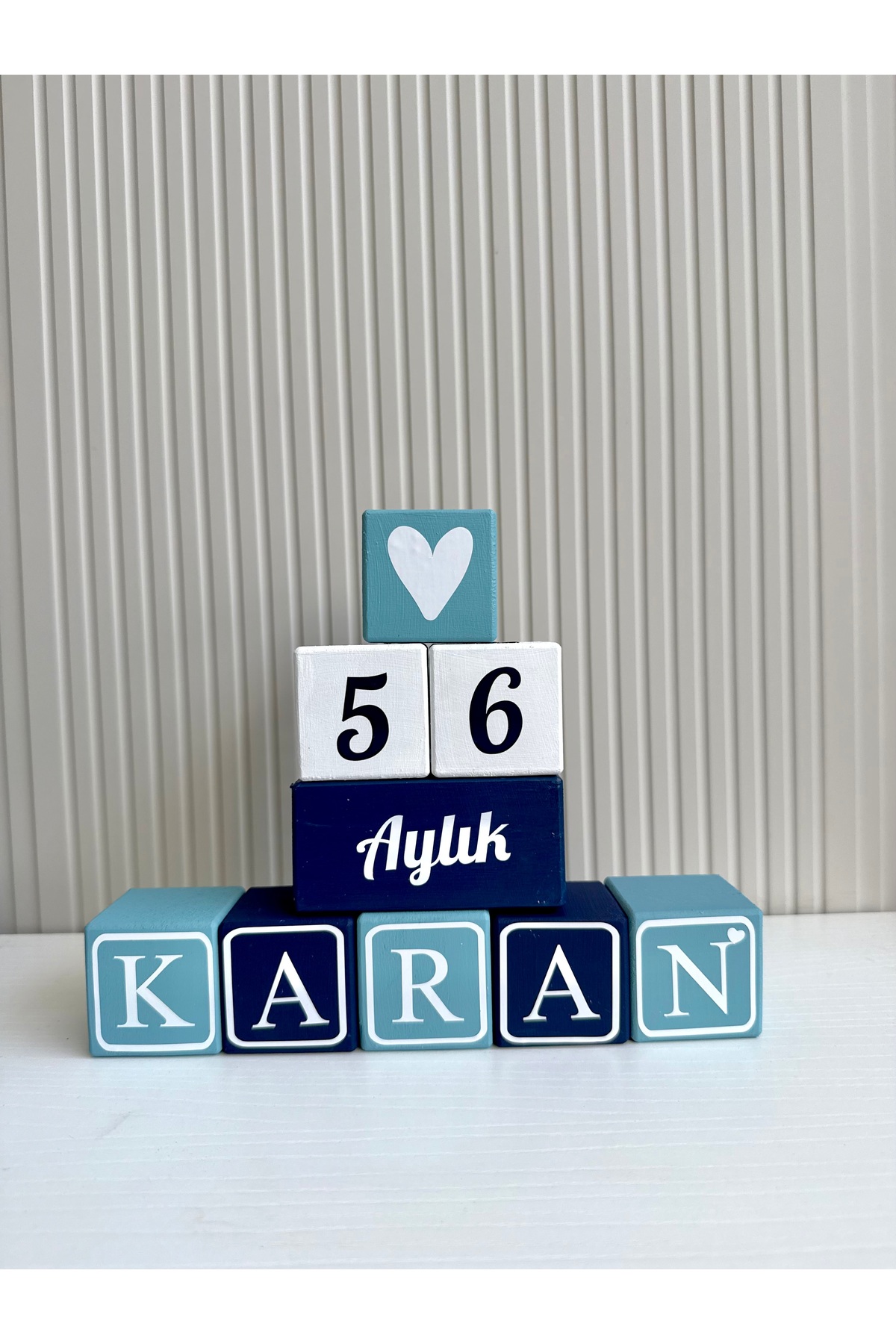 Mavi lacivert Kişiye Özel İsimli Bebek Anı Küpleri harfliiiiii (5harfli isim için geçerlidir)