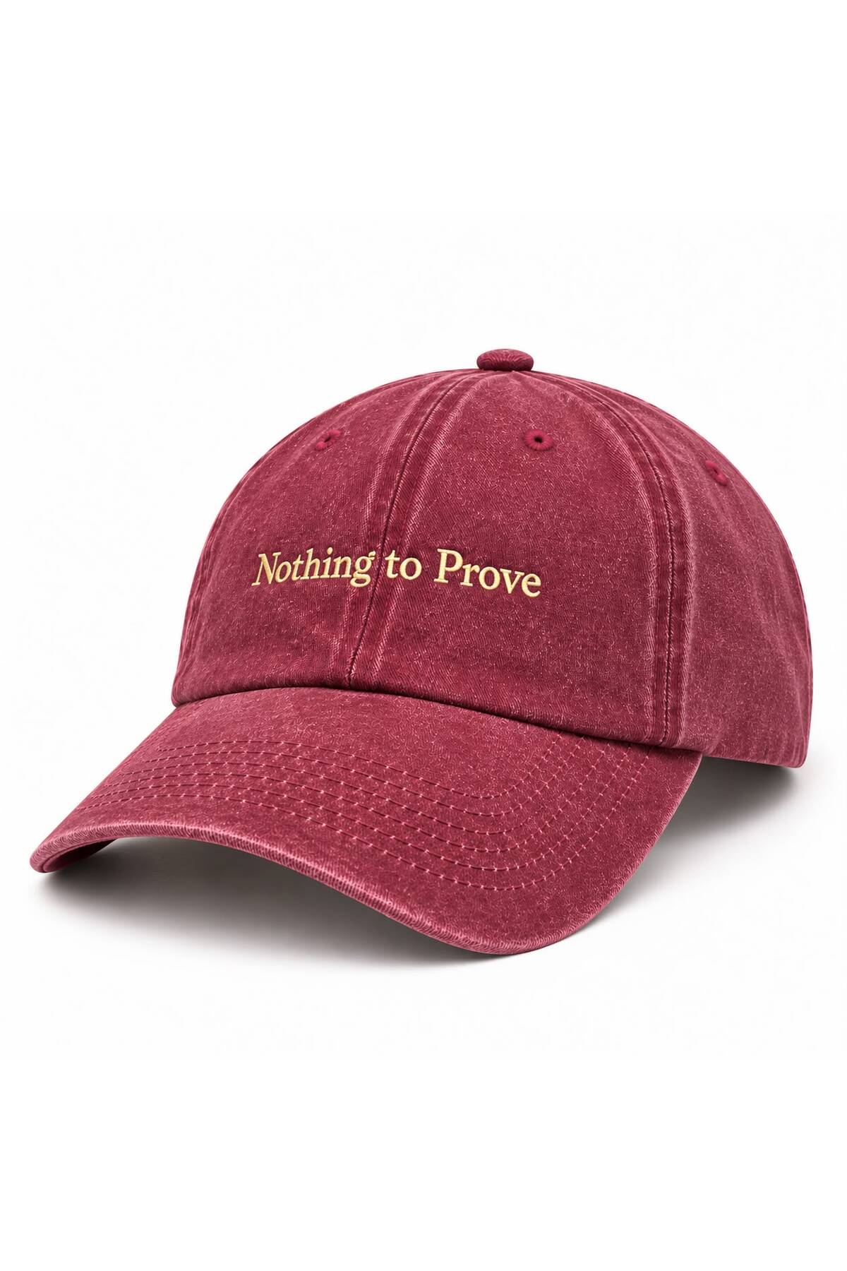 Loome Nothing to Prove Nakışlı Bordo Eskitme Unisex Şapka, Ayarlanabilir görsel 2