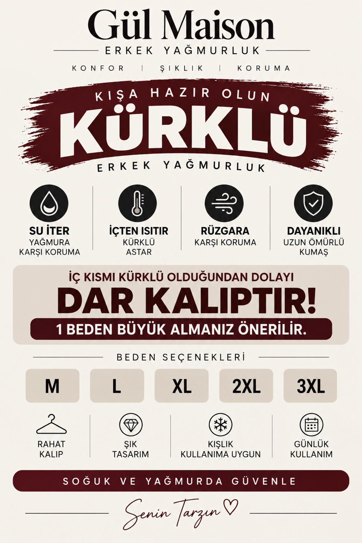 بارانی زمستانی مردانه، آستر خزدار، ضد آب، کلاه‌دار، زیپ‌دار — مشکی nwekürklü — تصویر 5 از 5