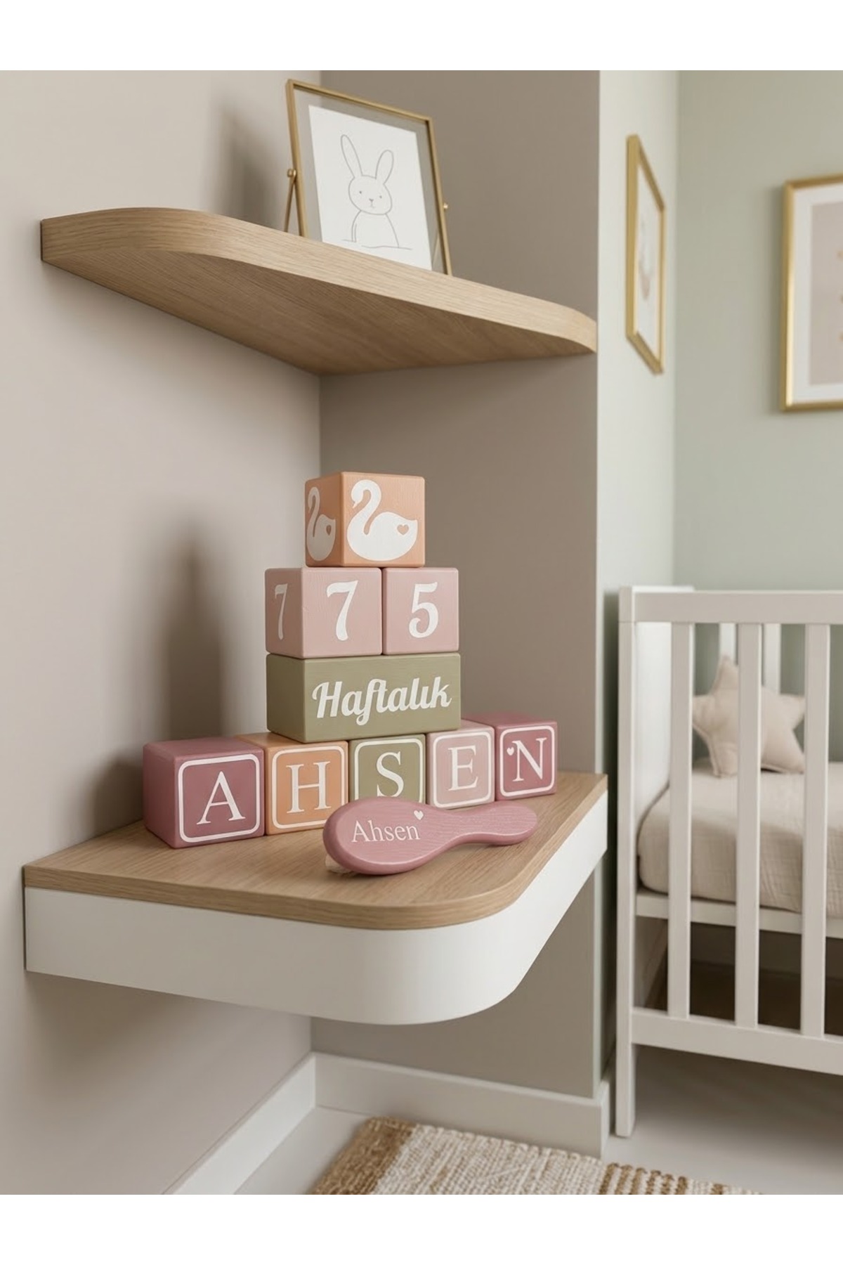 Bebek Anı Küpü Ve Kişiye Özel HarfLi (Set 5 harf için geçerli)