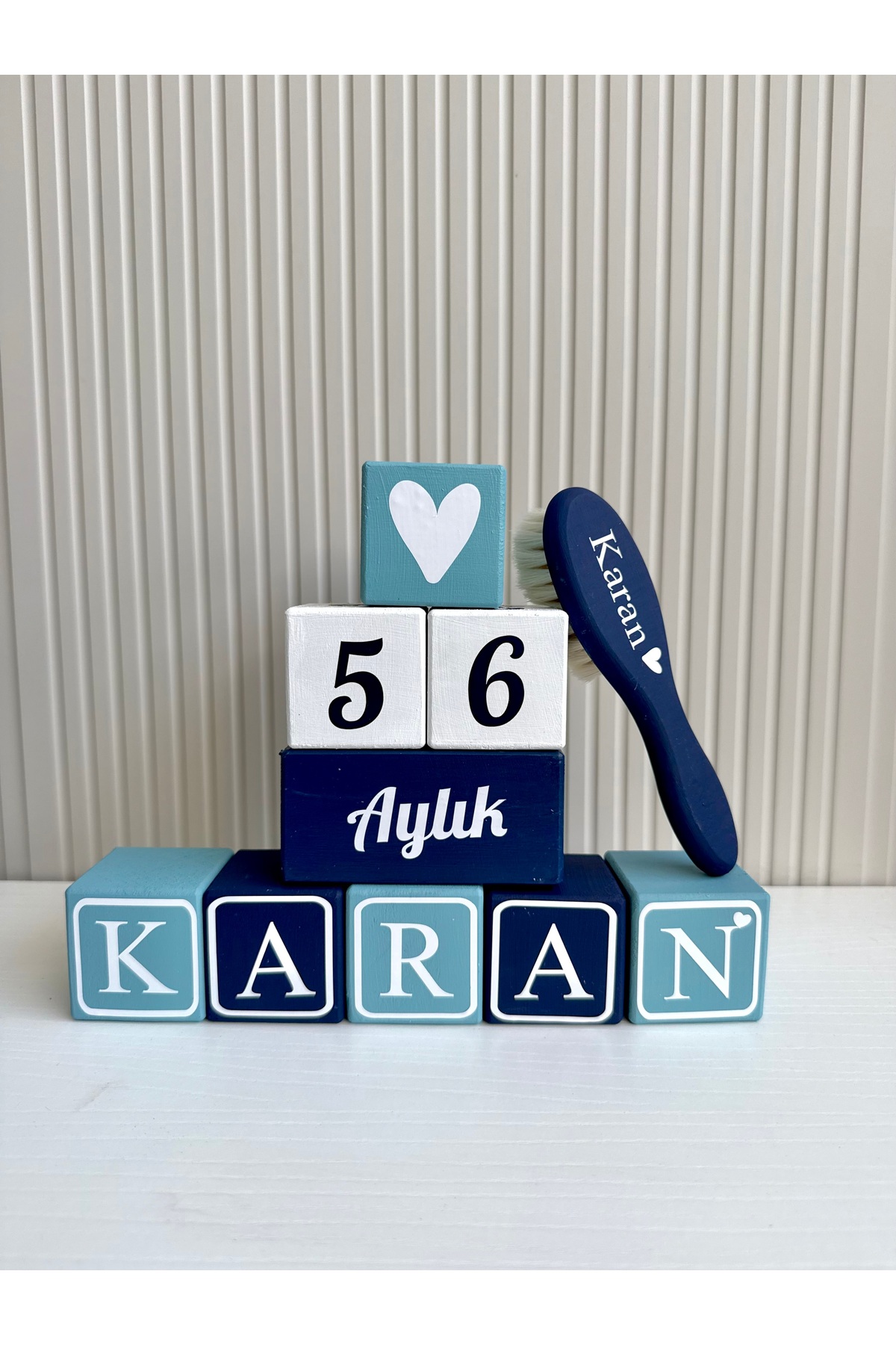 Mavi lacivert Kişiye Özel İsimli Bebek Anı Küpleri harfliiiiii (5harfli isim için geçerlidir)