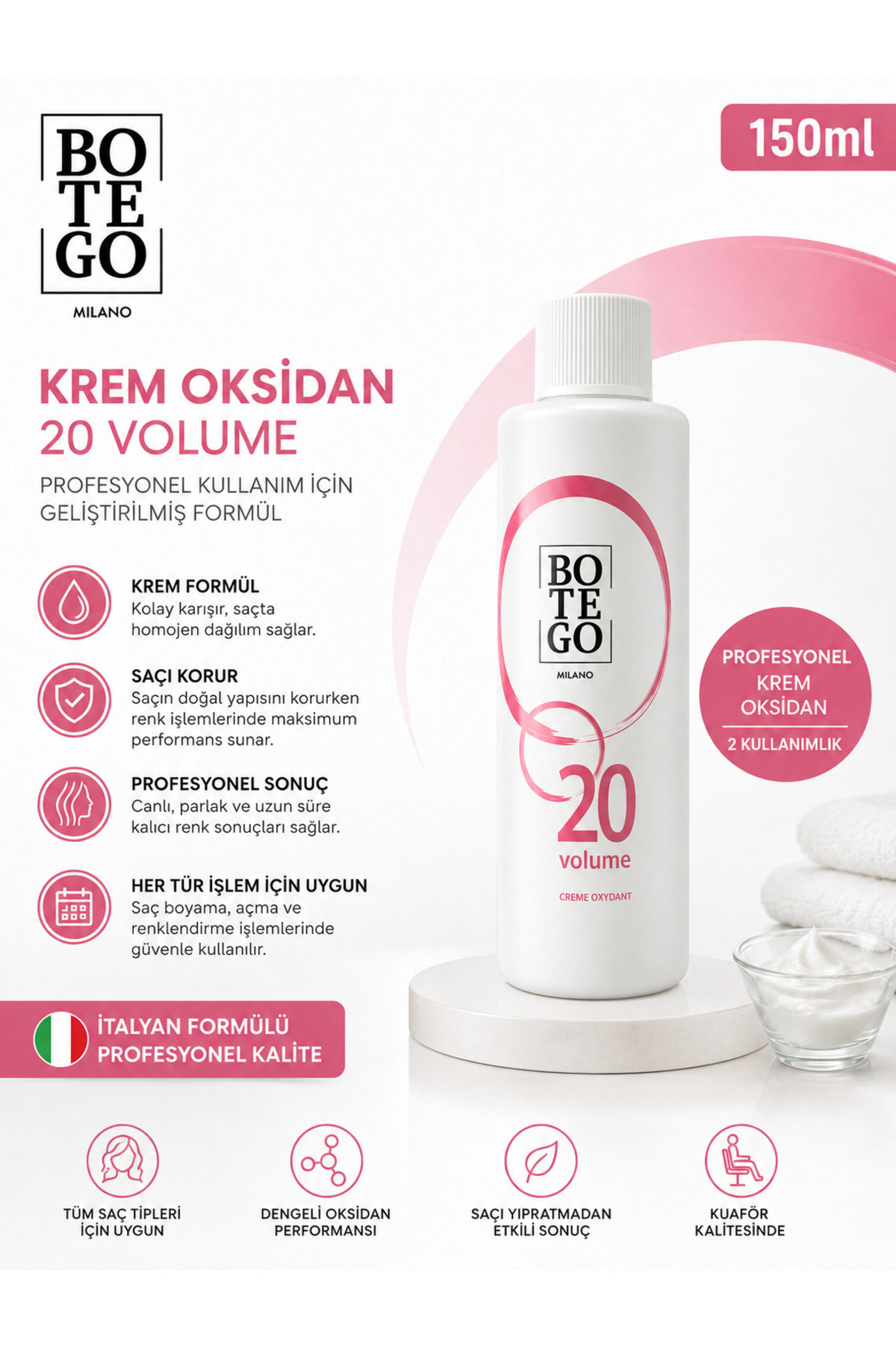 Profesyonel Krem Oksidan 6% | 20 Volume 150 ml — سفید vol20