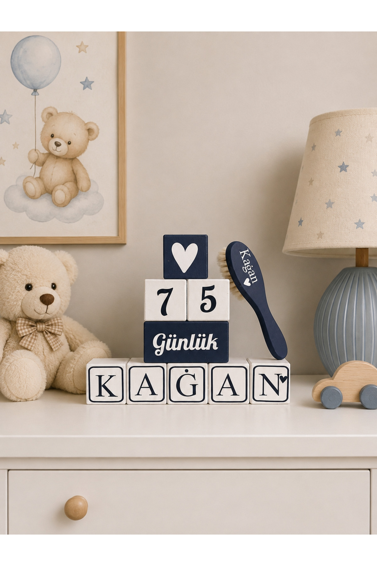 Lacivert Kişiye Özel İsimli Bebek Anı Küpleri HARFLİİİİ(5 harf için geçerlidir)