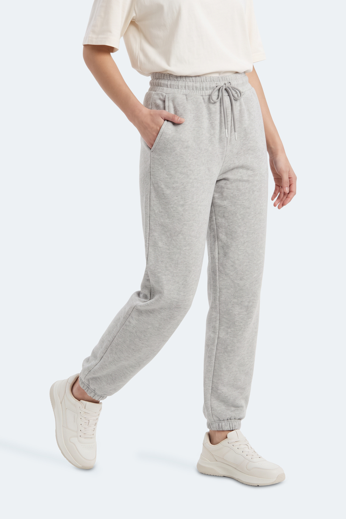 Slazenger MERYA I Kadın Slim Fit Gri Eşofman Altı görsel 7