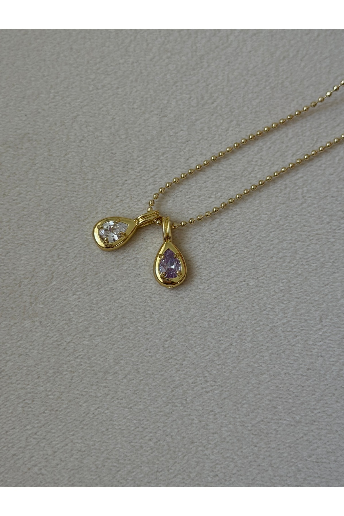 Lavian Accessories Zirkon Taşlı Damla Taş Kolye görsel 4