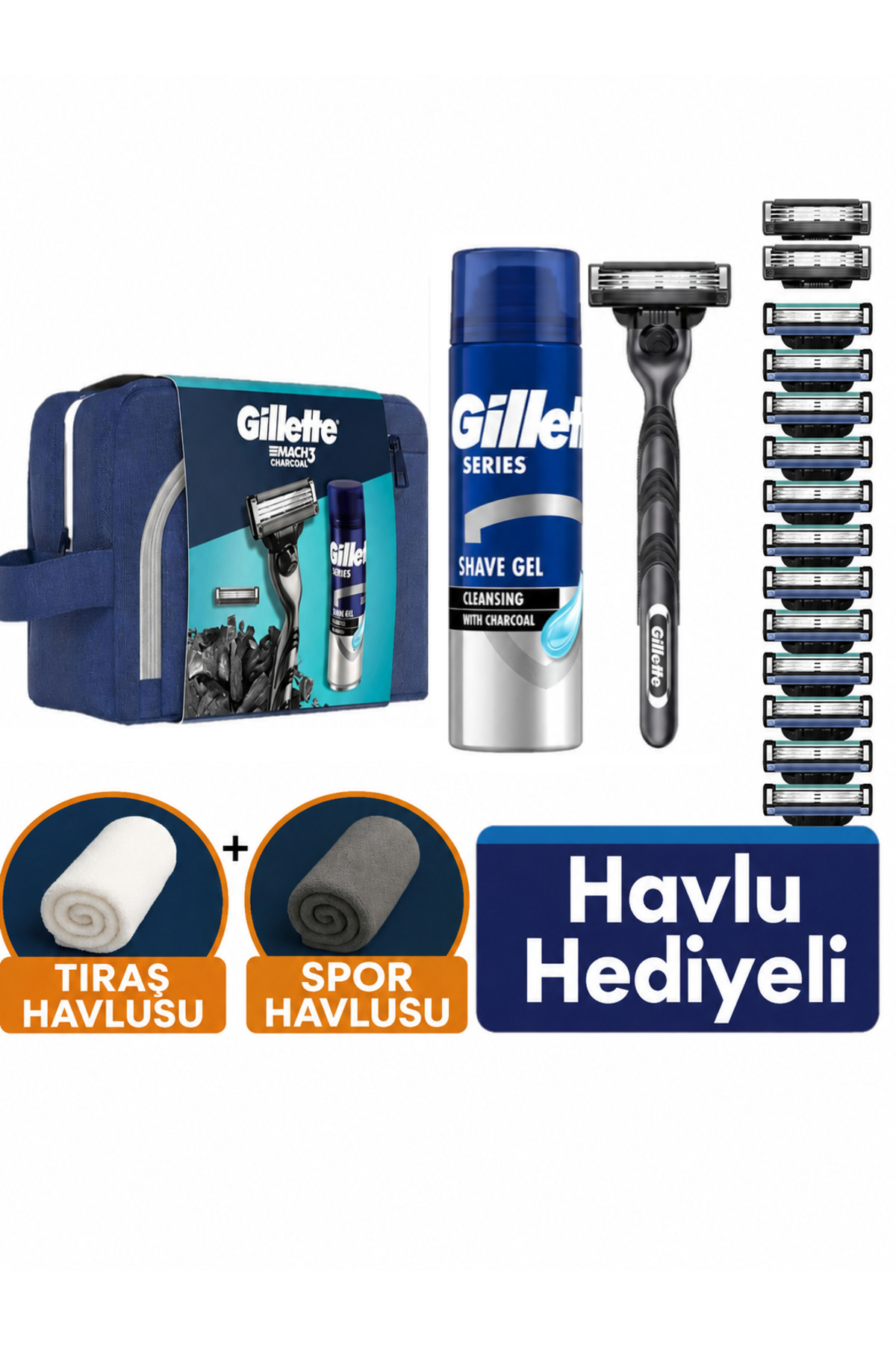 Gillette Mach3 Charcoal + Sport Tıraş Seti 1 Makine + 17 Yedek