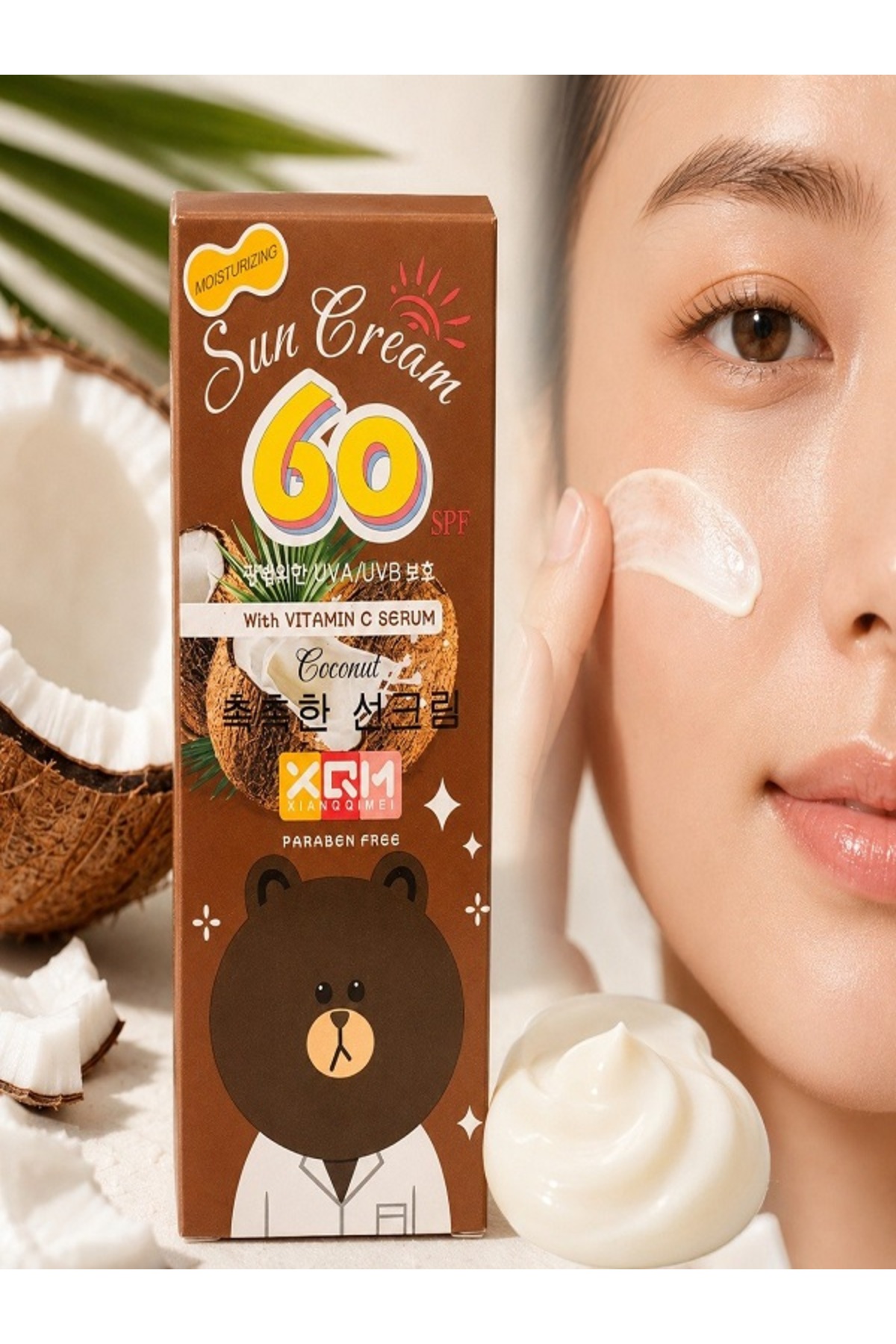 Yüz Vücut Beyazlatma Güneş Kremi Hindistan Cevizi ve C Vitamini Serumu SPF 60+ Güneş Koruyucu — 56512468514 — تصویر 2 از 4