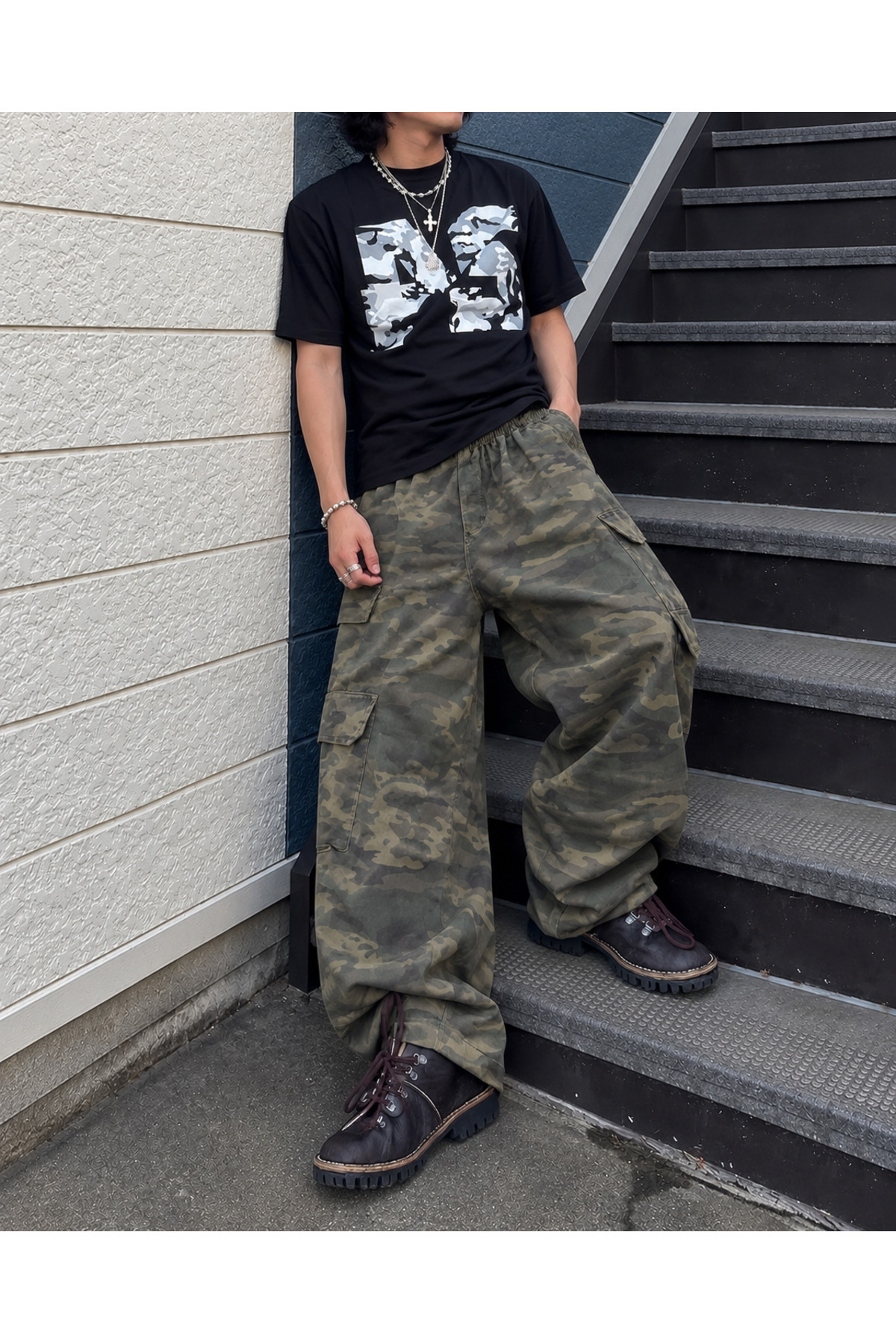 شلوار استتار فوق‌العاده گشاد یونی‌سکس مدل Crush Camouflage Cargo / بسیار غیررسمی — خاکی Deefcamoerkek — تصویر 2 از 3