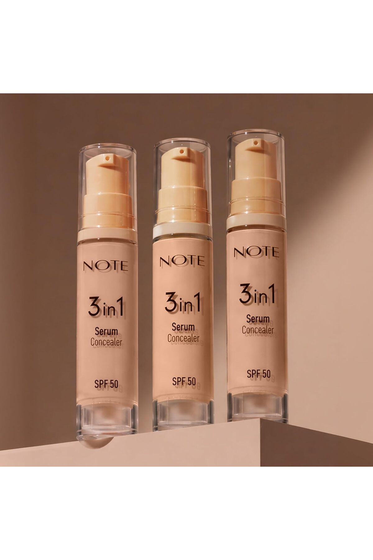 Note Cosmetics3 in 1 Serum Concealer 20 Medium Beige SPF 50 Nemlendirici ve Aydınlatıcı Göz Altı Kap — 8693298479348 — تصویر 4 از 4