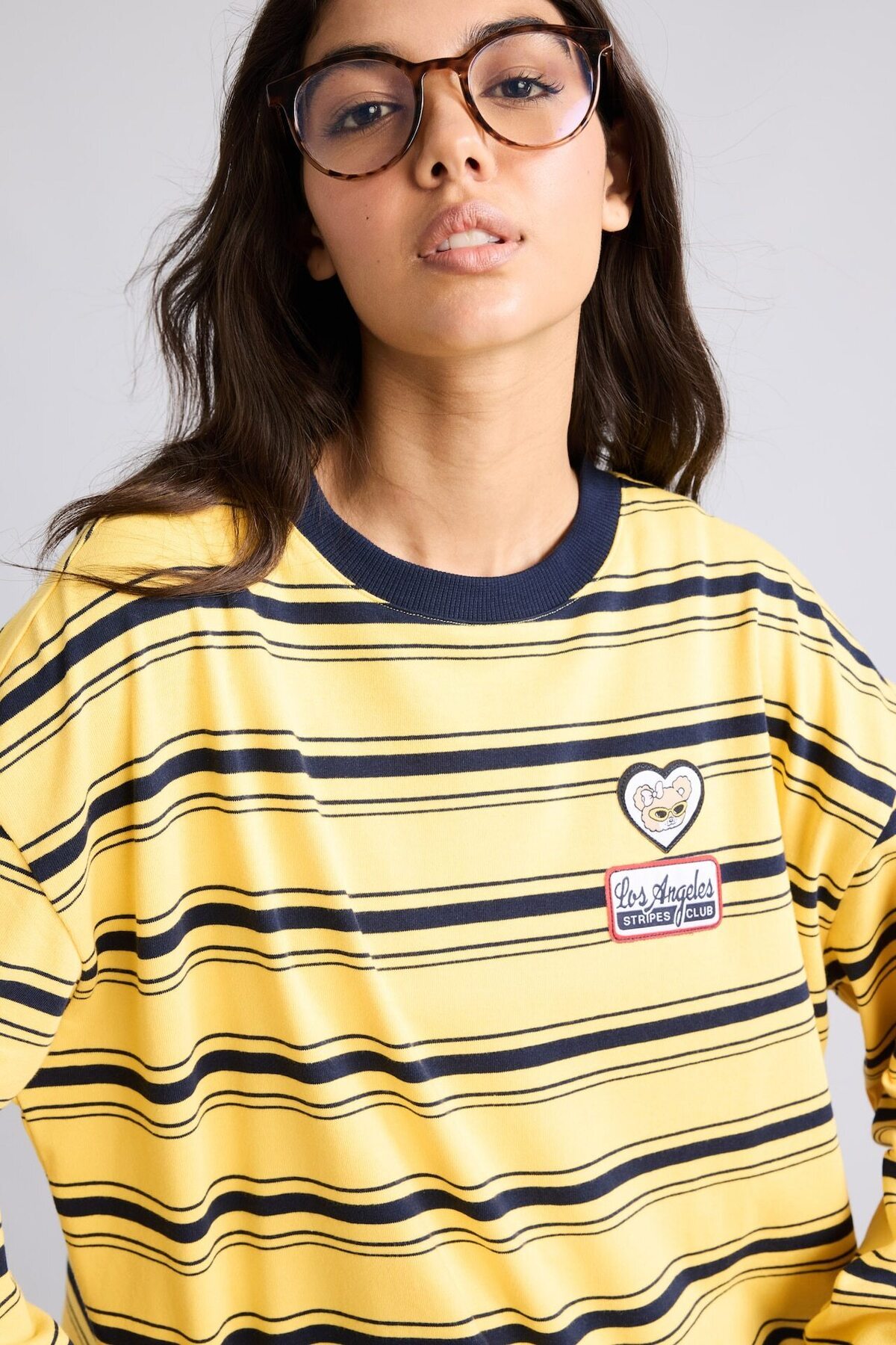 DeFacto Loose Fıt Bisiklet Yaka Baskılı Çizgili Sweatshirt I2418AX26AU görsel 5