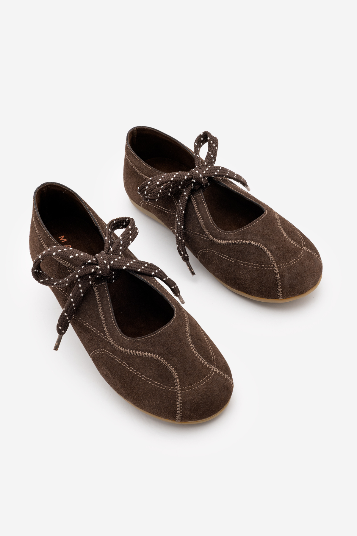Marjin Kadın Süet Dokulu Bağlama Detaylı Yuvarlak Burun Günlük Sneaker Palivoy Kahve Süet