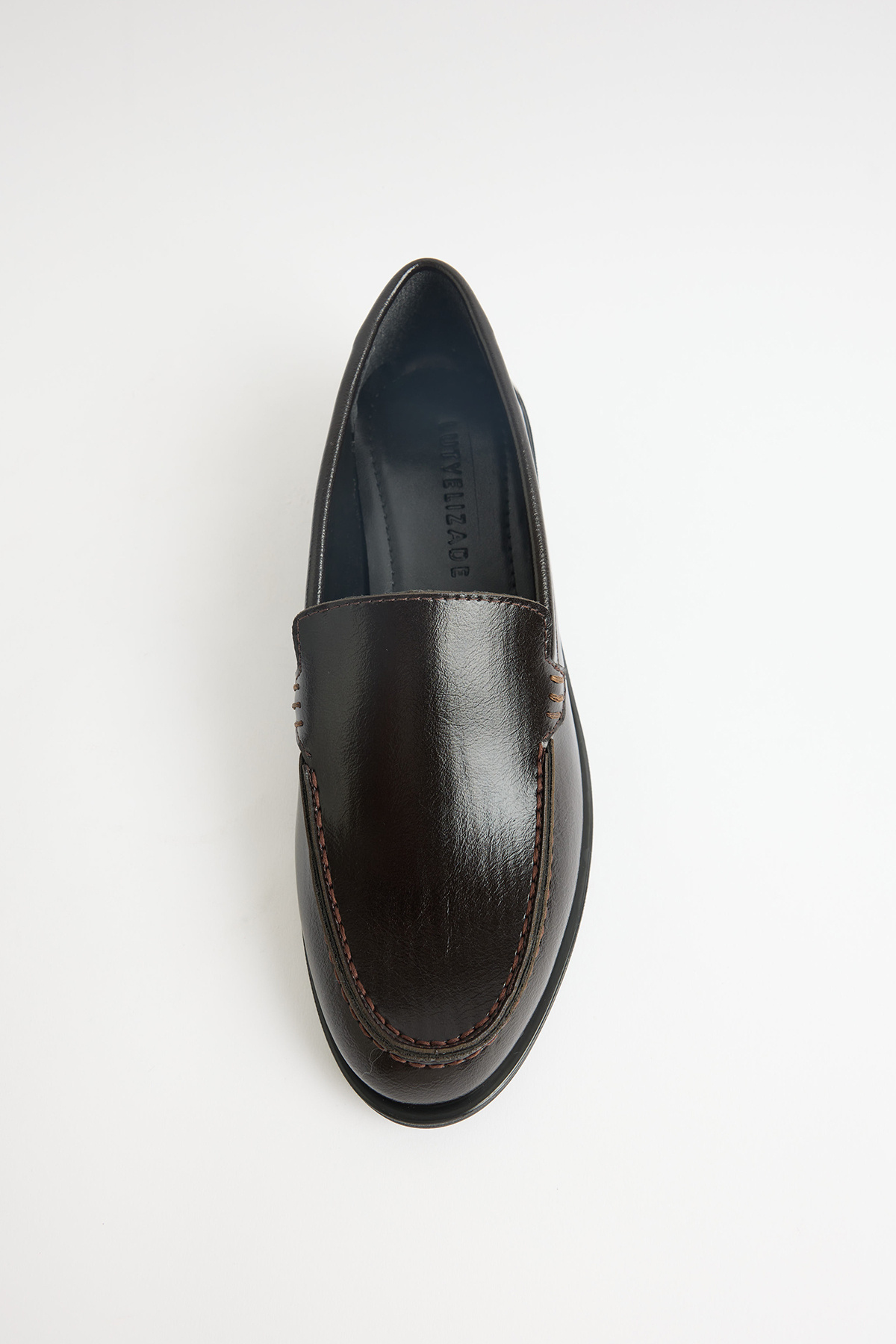 LUTVELIZADE Loafer 2602 - Klasik Deri Görünümlü Acı Kahve Kadın Loafer görsel 6